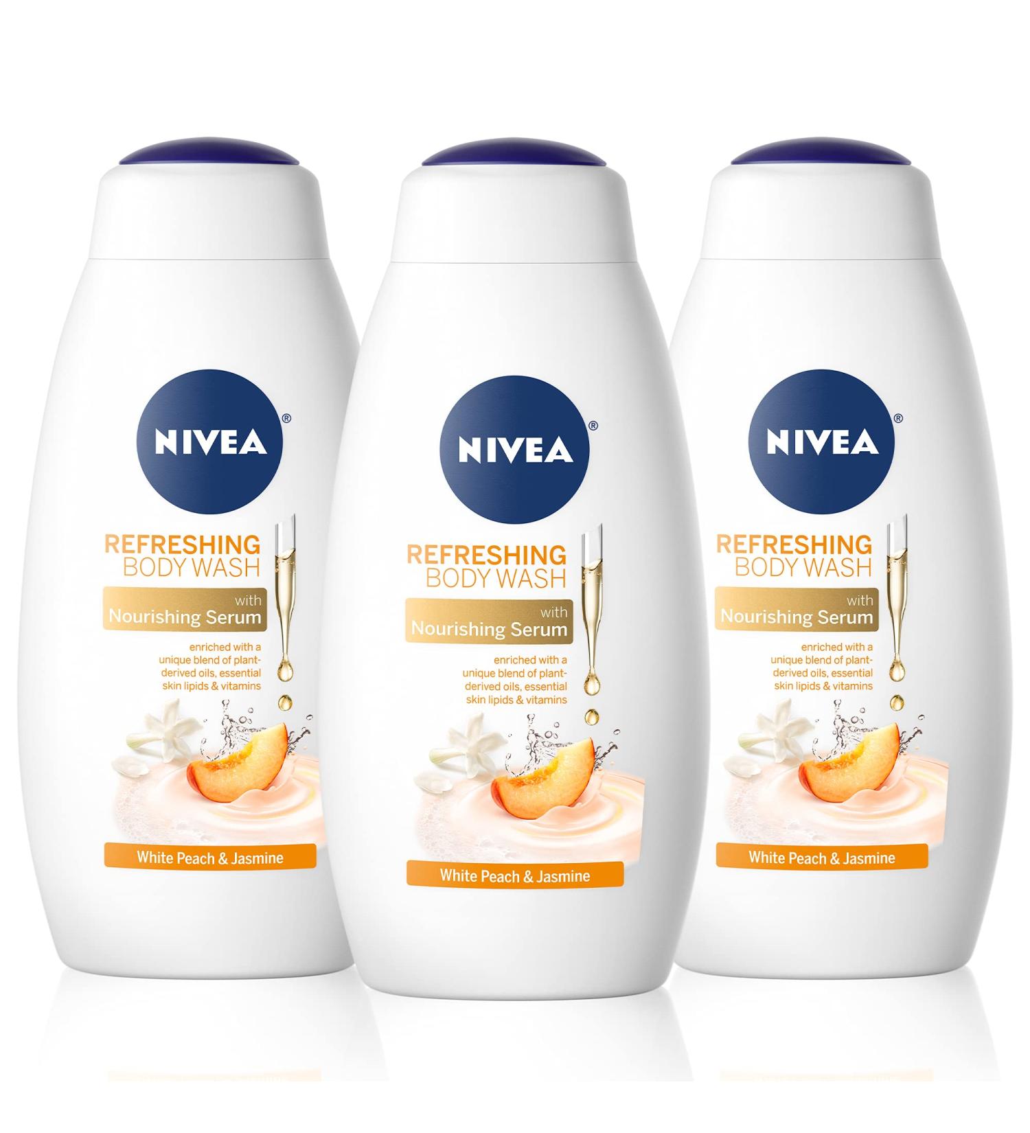 NIVEA White Peach & Jasmine Body Wash (3 Pack | 20 Fl Oz) - Nourishing Serum for Soft Skin - Buy Online on SooperMarket.com