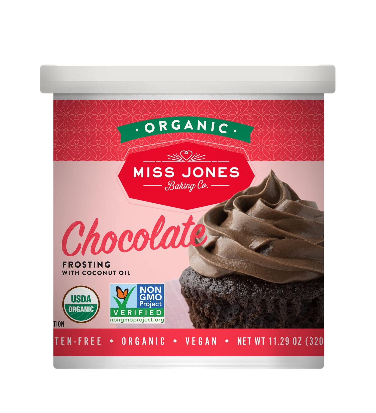 Miss Jones Organic Vegan Chocolate Buttercream Frosting - 11.29 oz | Perfect for Icing & Decorating - Buy Online on SooperMarket.com