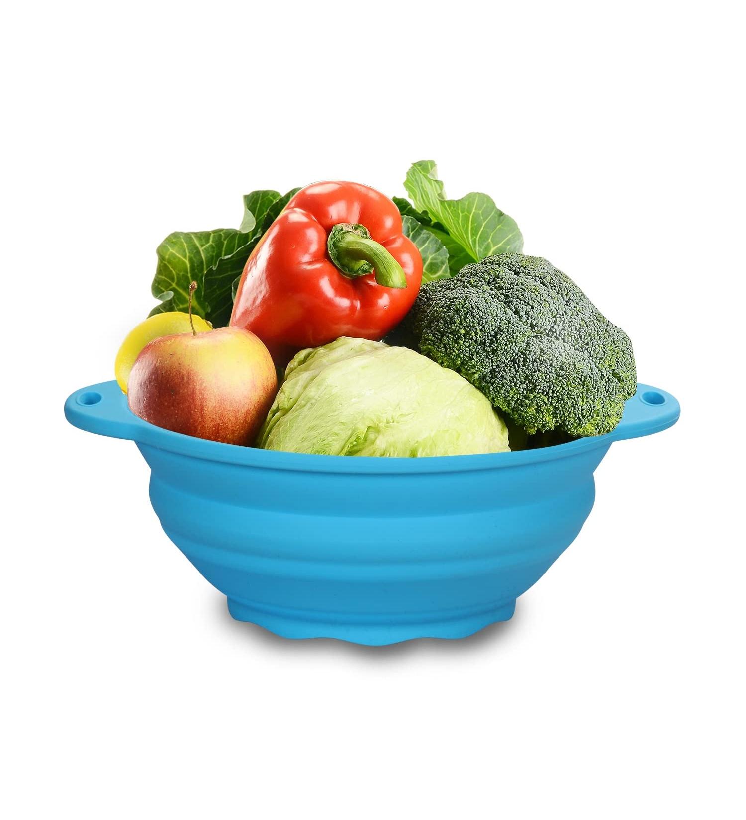 Jovilife Collapsible Silicone Salad Bowl 64oz - Durable Camping Bowl for Outdoor Hiking - Food-Grade Silicone Container for Storage and Mixing - 1 Pack (Blue) - Buy Online on SooperMarket.com