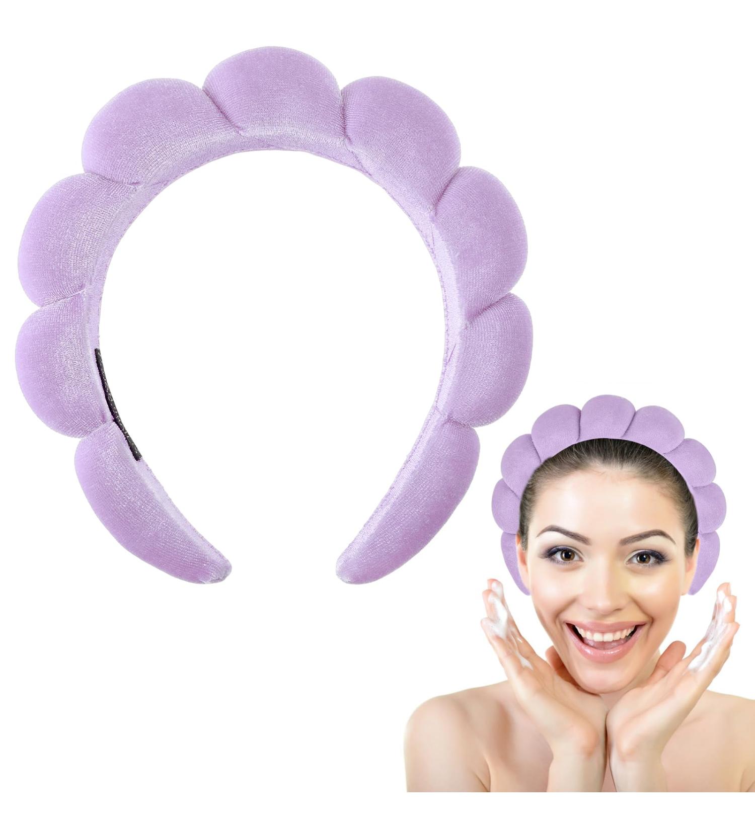 WLLHYF Spa Headbands Washing Face Hairband Facial Makeup Removal Hair Band Terry Cloth Headband Skincare Hair Hoops Sponge Bubble Fabric Valentine's Day Hair Wrap for Women Girls Shower Sports Purple - Buy Online on SooperMarket.com