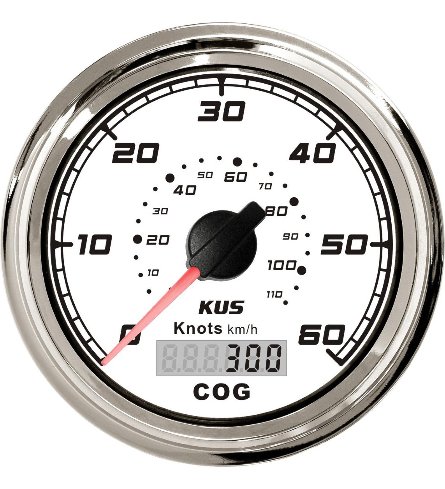KUS GPS Speedometer Odometer Gauge 60 Knots for Boat Yacht - 85mm 12V/24V White | International Shipping Available - Buy Online on SooperMarket.com