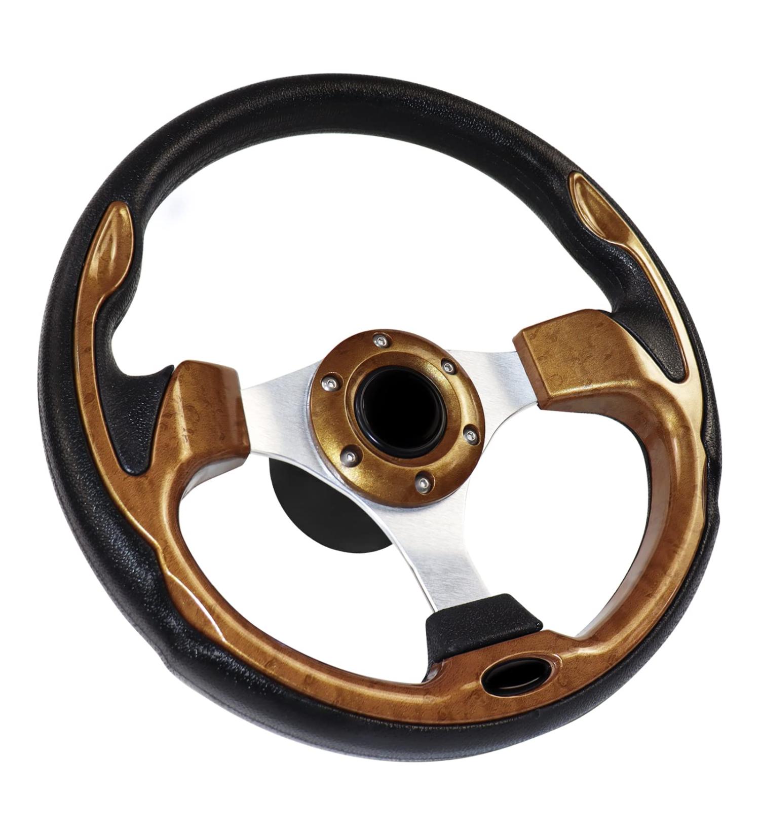 12.4 inch MOTAFAR Boat Steering Wheel - Anti-Slip PU Carbon Fiber, 3/4 Tapered Shaft, for Marine Boats, Yacht, Pontoon (5156-Brown) - Buy Online on SooperMarket.com