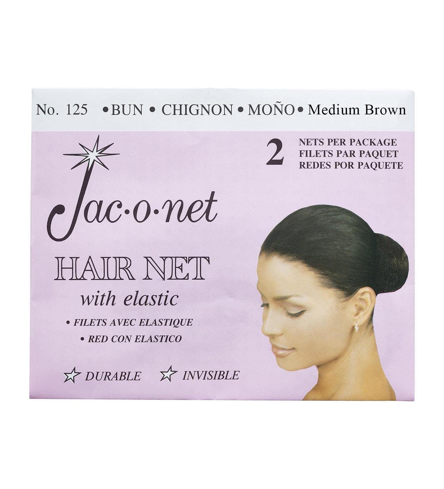 Jac-O-Net Tiny Mesh Hair Net - Chignon Bun Size  Medium Brown  2 Nets Per Pack  1 Pack