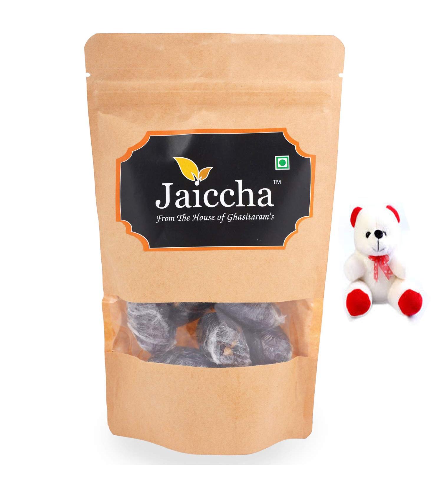 Jaiccha Ghasitaram Valentine Gifts - Valentine Sweets Premium Dates with Walnuts in Brown Pouch and a Teddy - Buy Online on SooperMarket.com