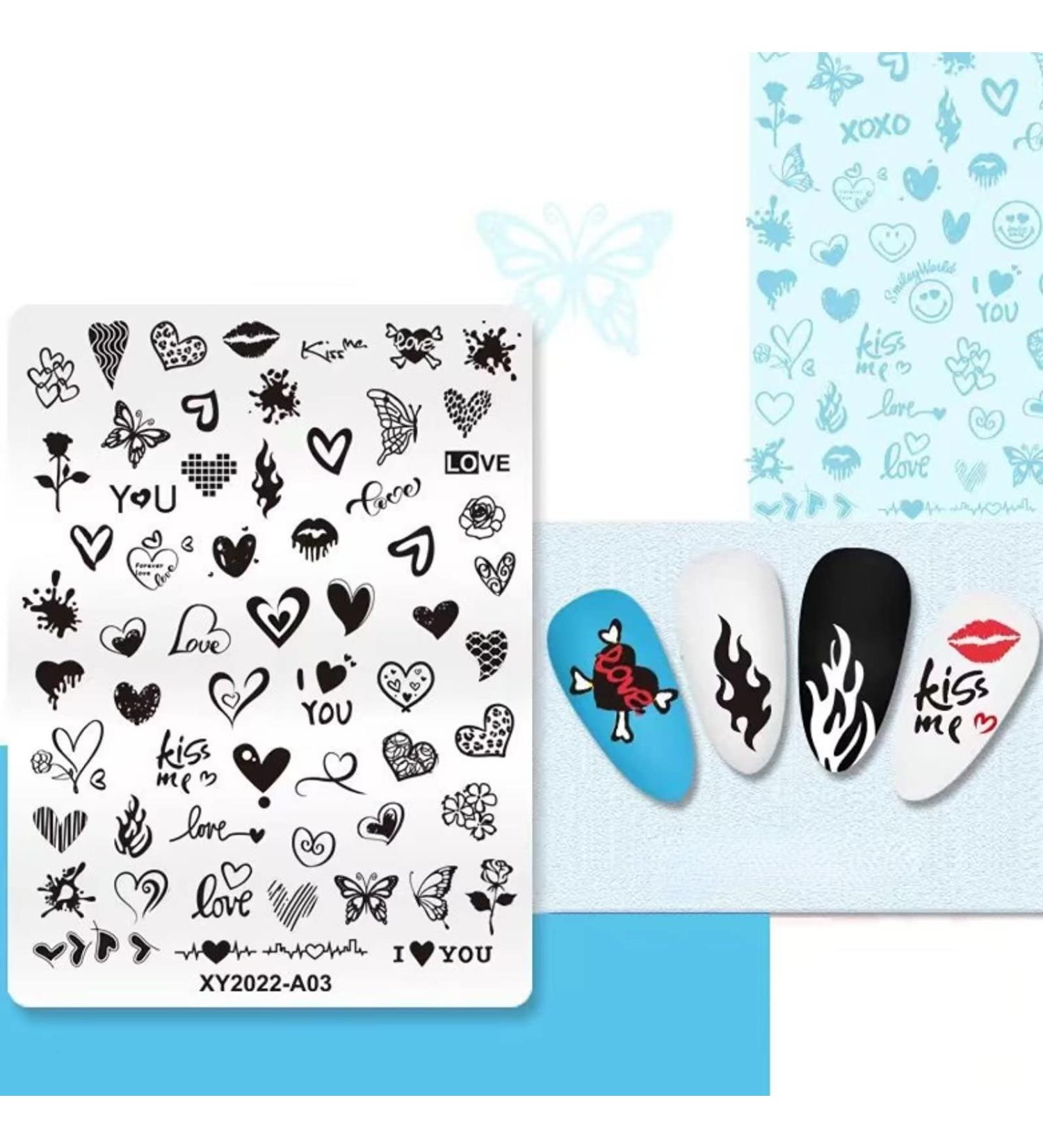 RUNRAYAY Nail Art Image Stamping Plates Valentine'S Day Love Heart DIY Manicure Template Image Plate for DIY Nail Art - 7.6 x 10.2Cm B - Buy Online on SooperMarket.com