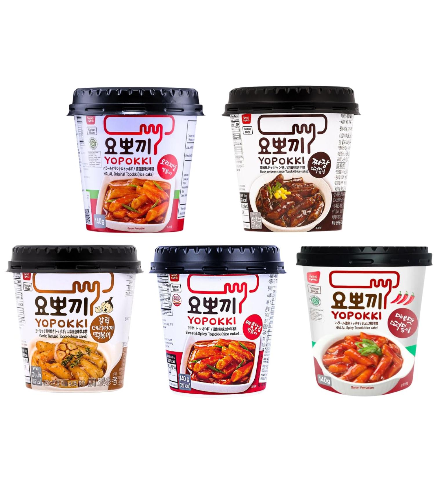 Young Poong Yopokki Tteokbokki Cup Traditional Korean Topokki Ddukbokgi Instant Rice Cake Stick Snack (1 SET 5 Flavors) SET 5 Flavors 1 - Buy Online on SooperMarket.com