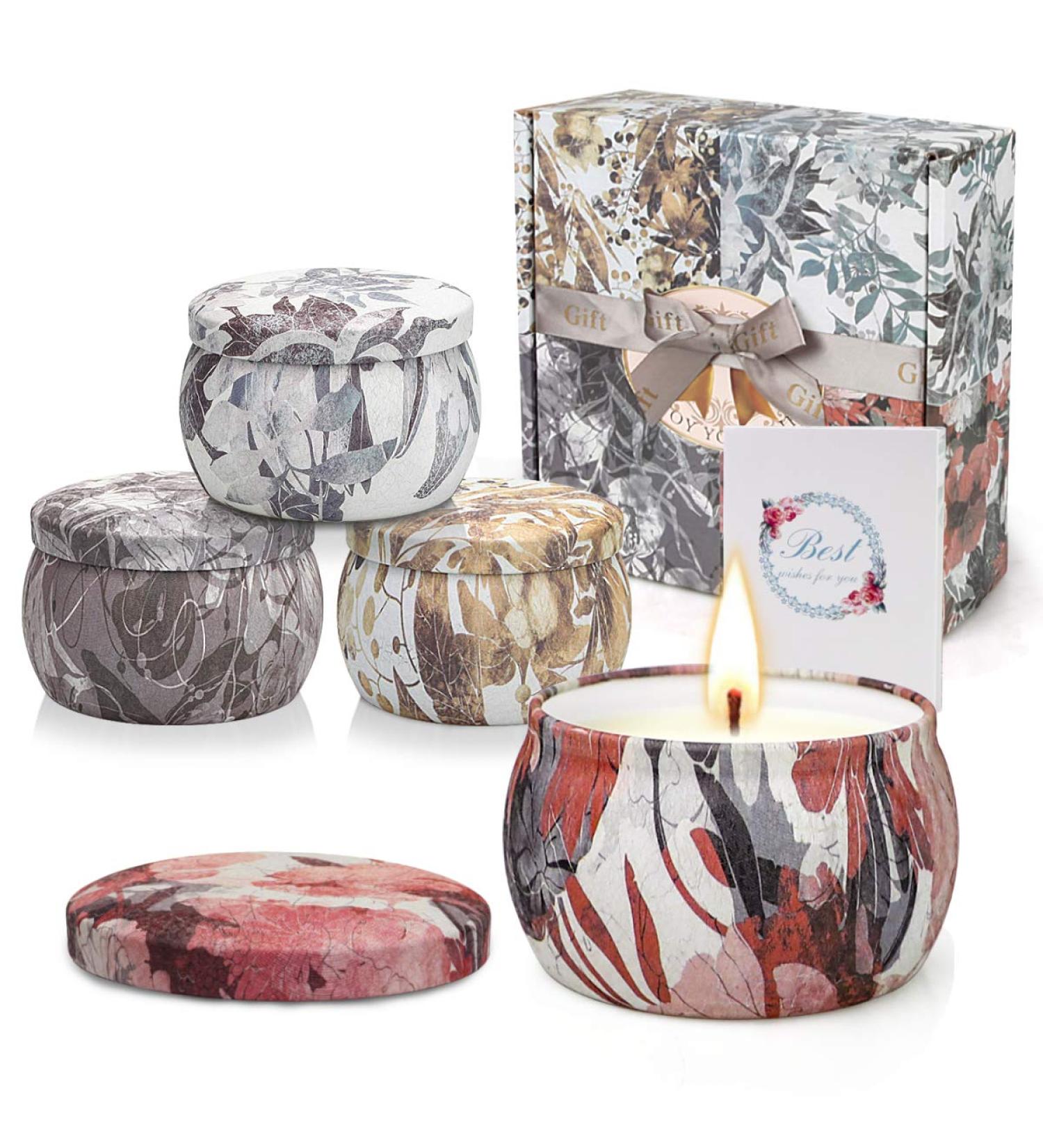 Fragrance Candles Gift Set - 4 Aromatherapy Soy Wax Candles | 120 Hours Burn Time | Perfect Decor & Gifts for Women - Buy Online on SooperMarket.com