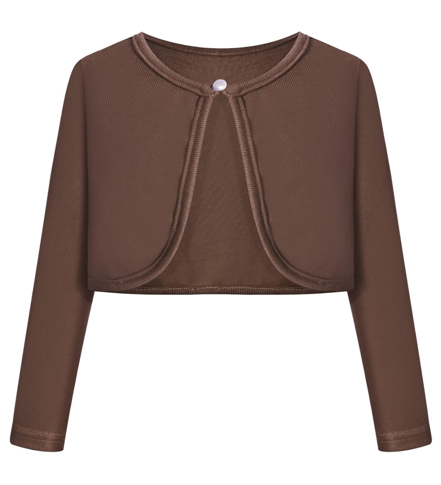BONNY BILLY Girls Cotton Knit Cardigan Shrug | Size 7-8 Years | Coffee - Buy Online on SooperMarket.com