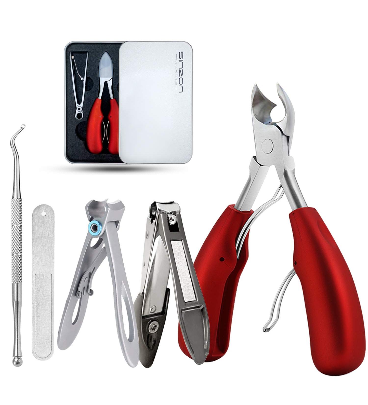 Seniors Thick Toenail Clippers for Ingrown Nails - Surgical Grade Stainless Steel Trimmer Nipper - Red - Buy Online on SooperMarket.com