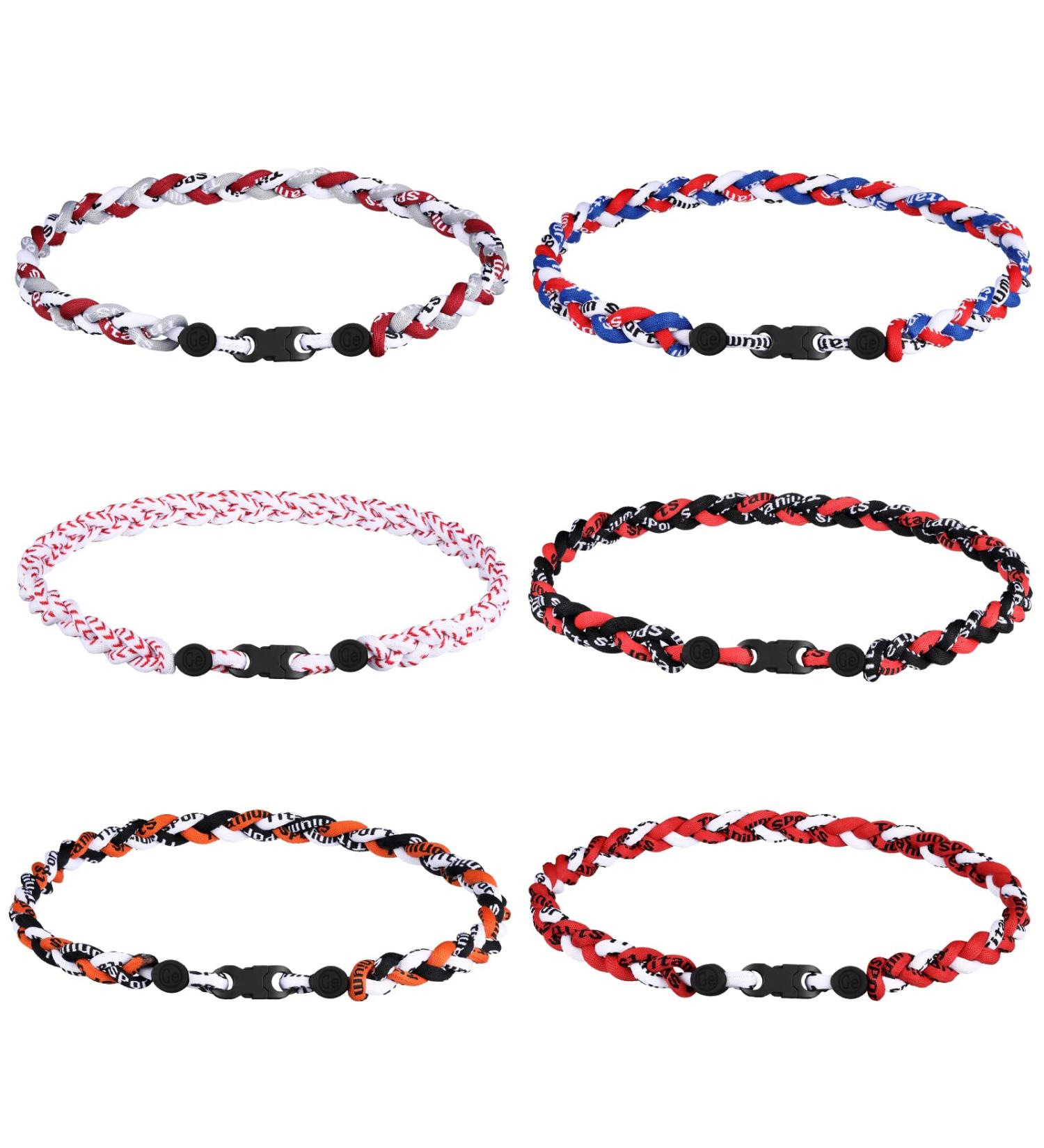 Nosiny 6 Pcs Baseball Rope Necklaces - Tornado Titanium Sports Necklace for Men & Women - Assorted Colors - Buy Online on SooperMarket.com