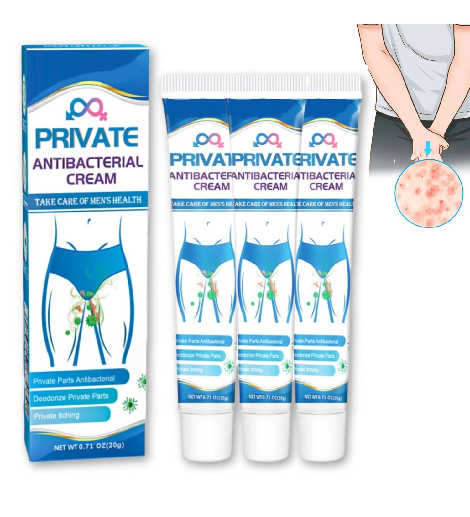 Private Antibacterial Cream 20g Fast Relieves The Itching Burning Cracking Feeling and Remove Smell External Use Itchy Body Cream for Men (3Pcs) - Buy Online on SooperMarket.com