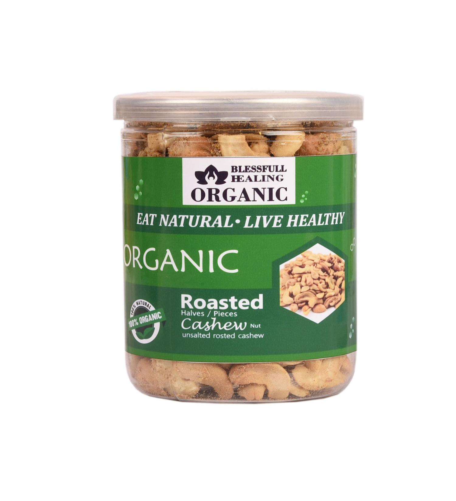 Blessfull Healing Organic Natural Vegan Unsalted Roasted Halves/Pieces Cashew Nuts Crunchy Kaju 250 Gram - Buy Online on SooperMarket.com