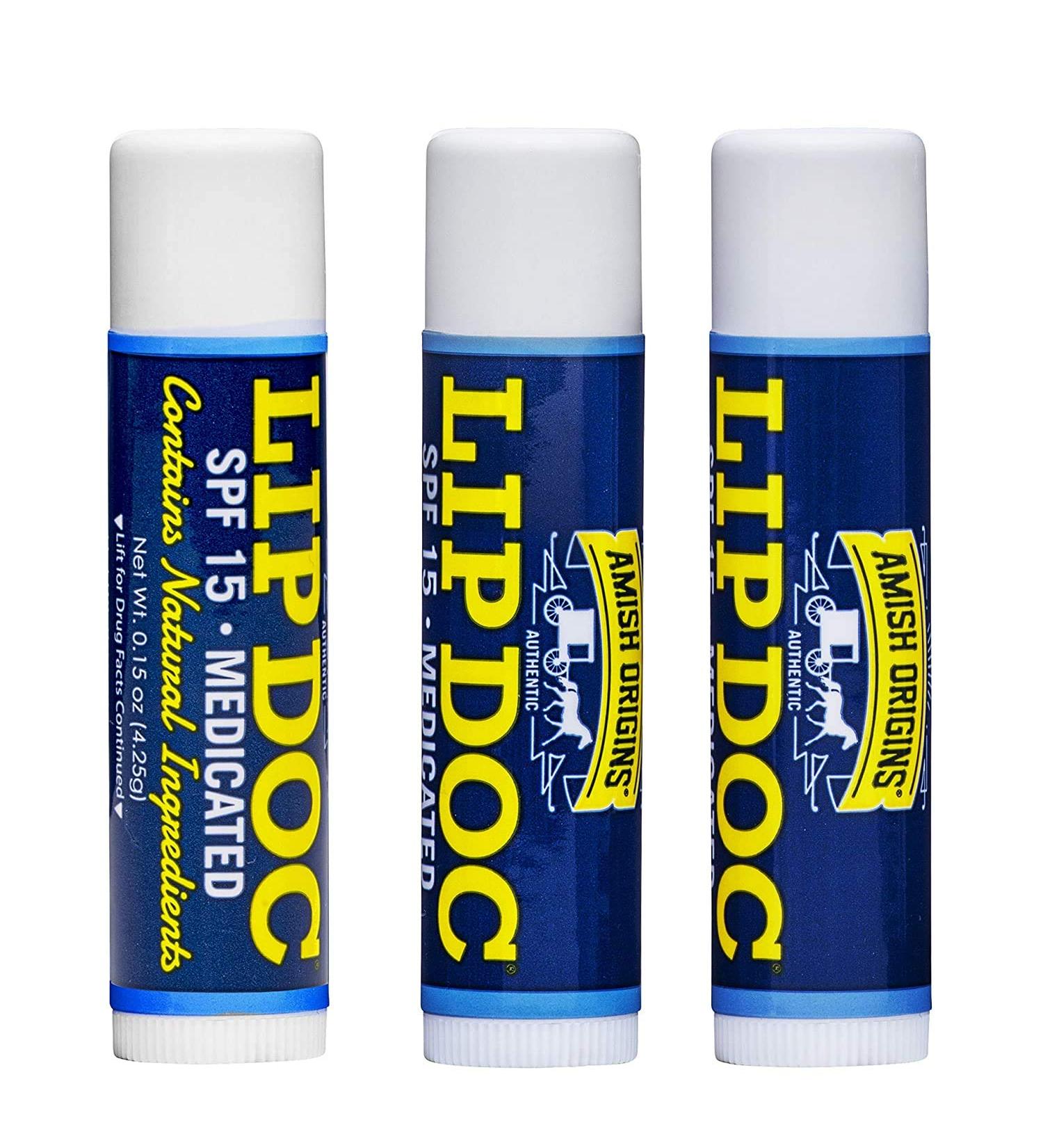 Amish Origins Lip Doc SPF 15 Medicated Lip Balm (3 PACK) - Deep Moisturizing and Healing Formula - Buy Online on SooperMarket.com