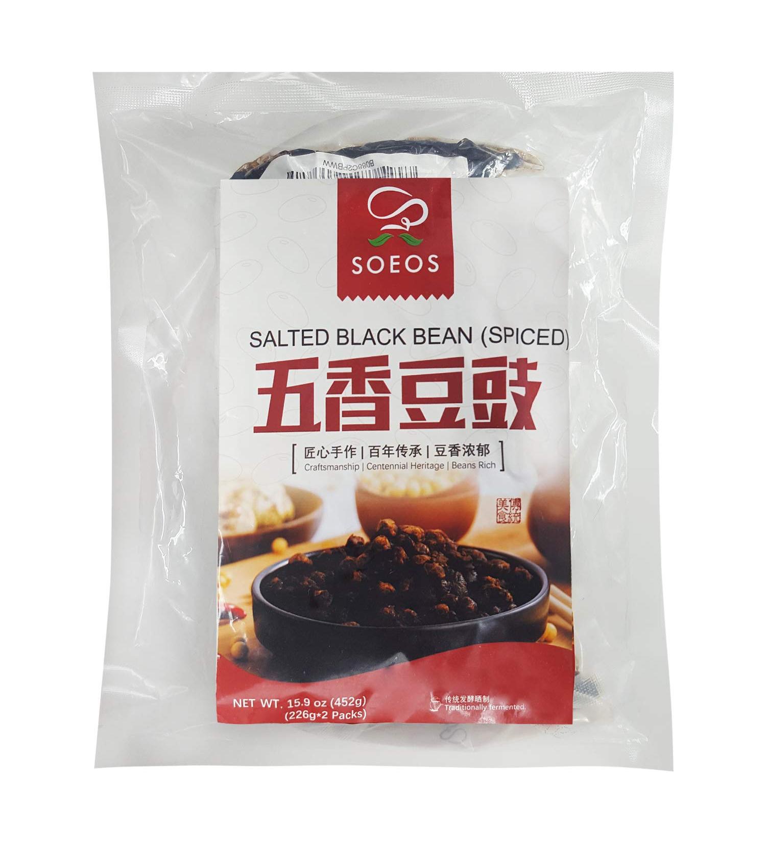 Soeos Chinese Douchi Fermented Black Beans 15.94 Oz (452g) - 2 Packs (226g Each) - Buy Online on SooperMarket.com
