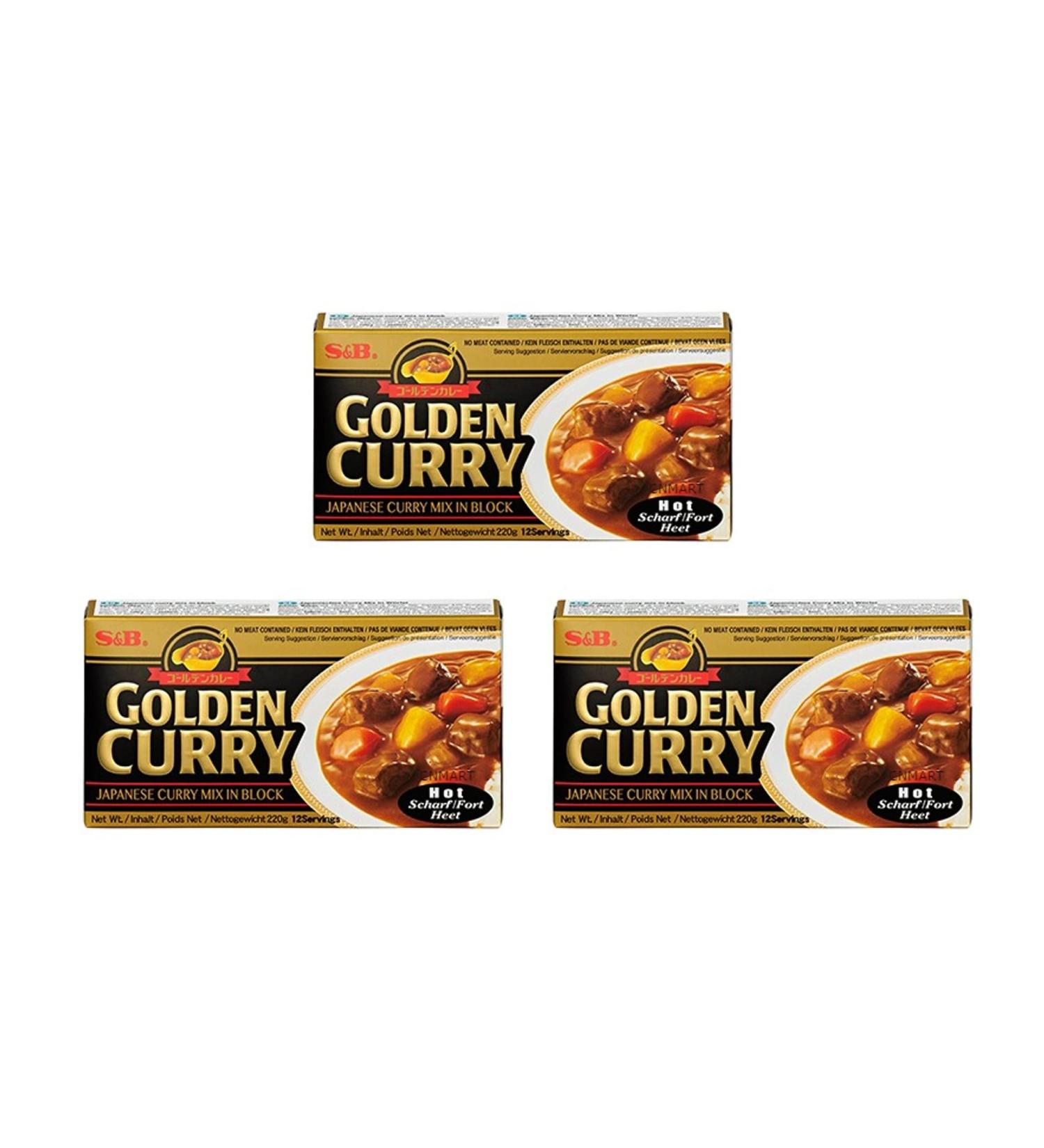 S&B Golden Curry Mix Hot (No Meat and Fish) 220g (Pack of 3) by CNMART - Buy Online on SooperMarket.com
