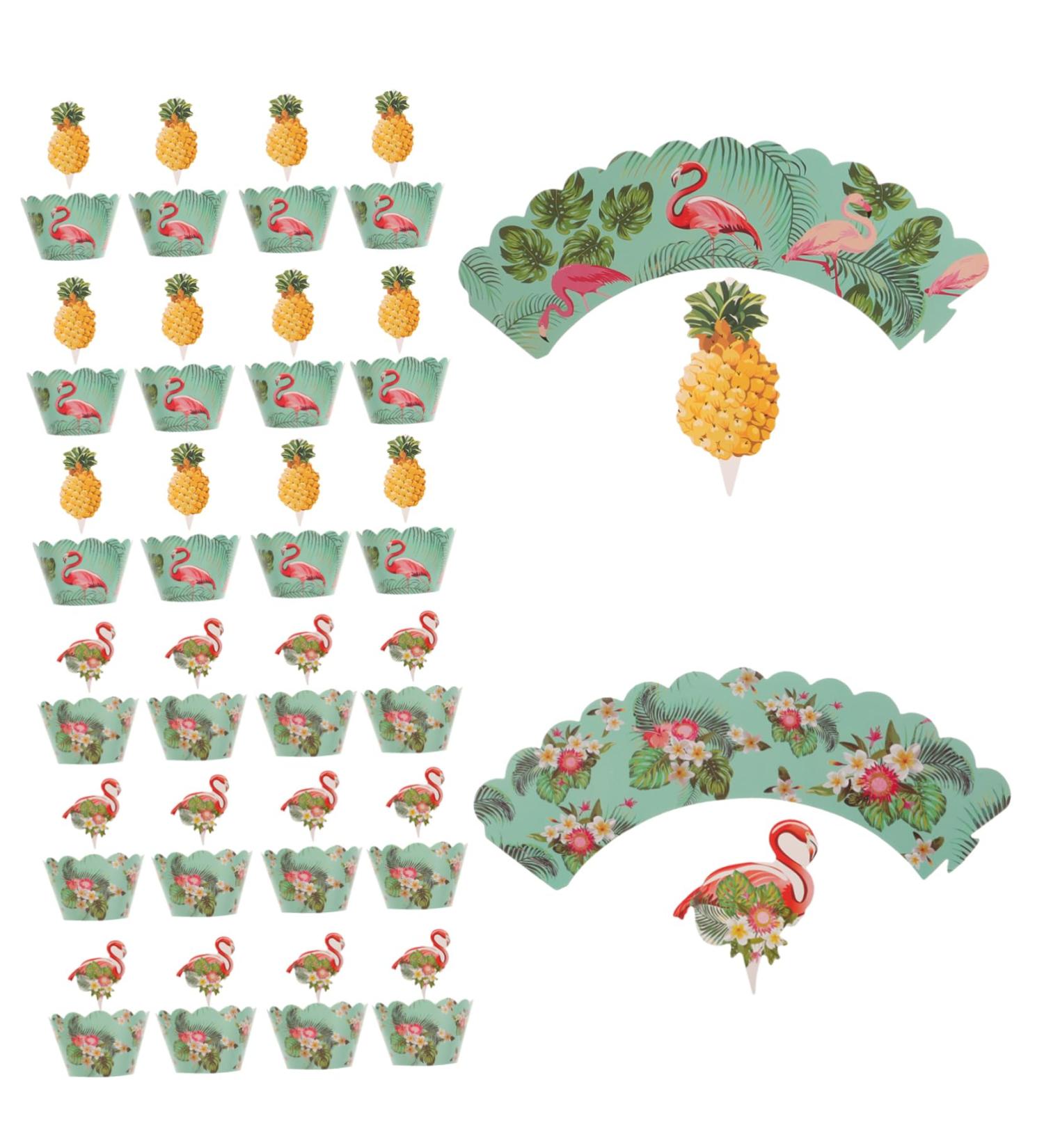 Alipis 24pcs Hawaii Cupcake Wrappers Hawaii Cupcake Toppers Hawaiian Cake Picks Birthday Cupcake Toppers Hawaiian Decor Hawaii Cake Pick Tropical Wedding Decor Leaves Paper Tray - Buy Online on SooperMarket.com