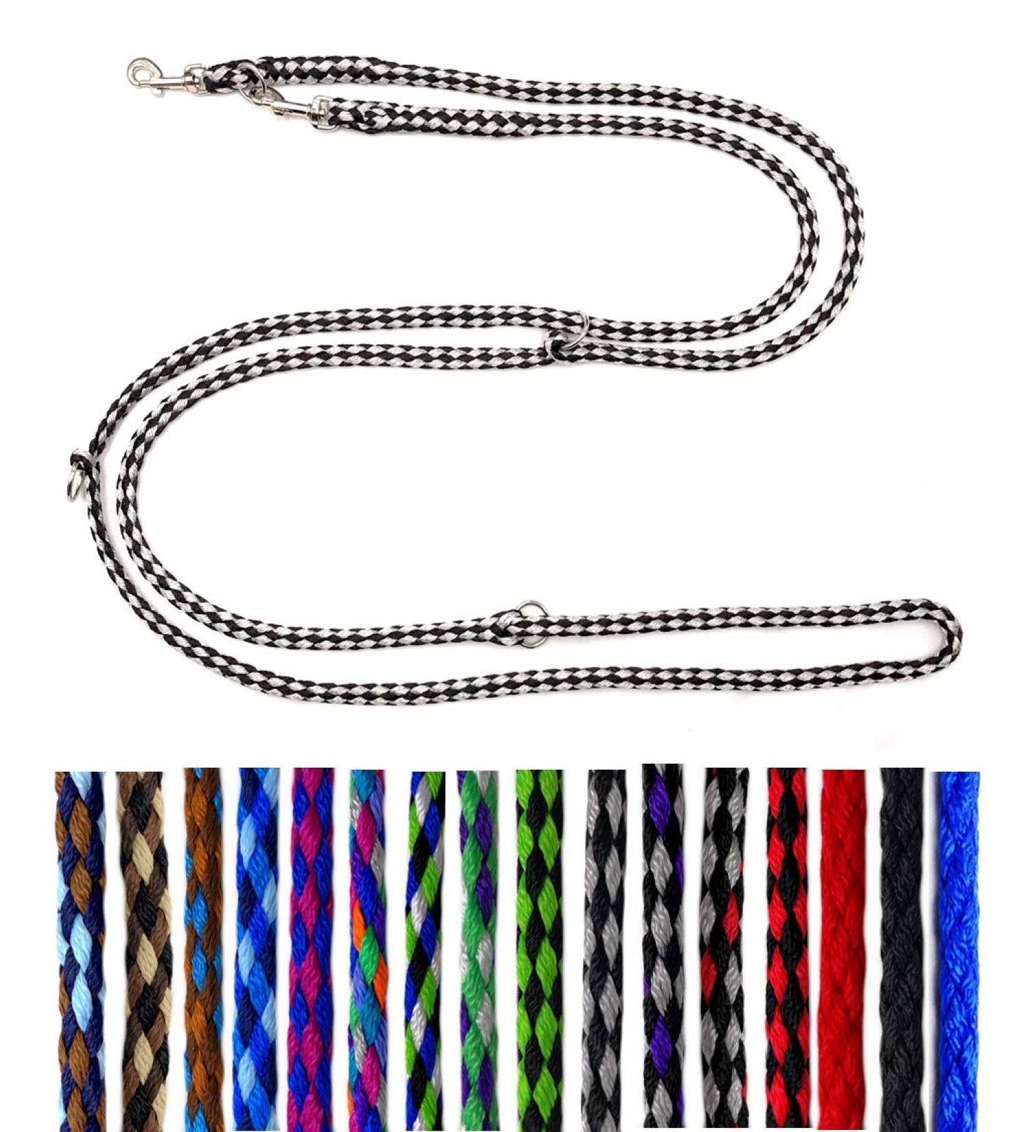 Lightweight Dog Leash for Small Dogs up to 15kg - 2.40m Double Line 4-Folded Adjustable Dallas (Black-Silver) - Buy Online on SooperMarket.com