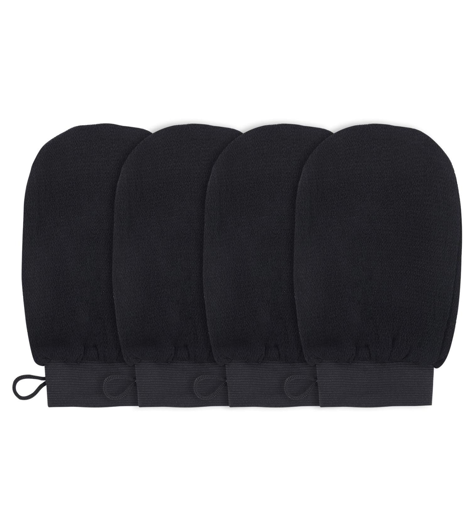 XINRUI Exfoliating Gloves - 4 Pack Shower Scrub Mitts for Men & Women | Deep Body Bath Scrubber & Dead Skin Remover | Spa Brush & Soap Exfoliator (Black - Buy Online on SooperMarket.com