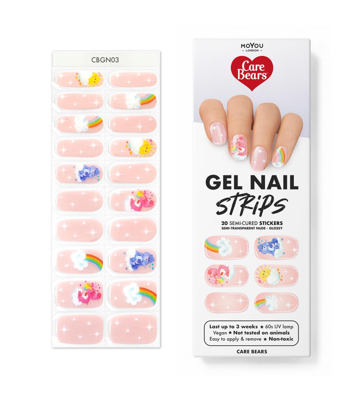 Moyou London Half-Hardened UV Gel Strips - Care Bear 03 (in the Clouds) - 20 Pieces of Salon Quality Gel Nail Films for Perfect Manicure - International Shipping Available - Buy Online on SooperMarket.com