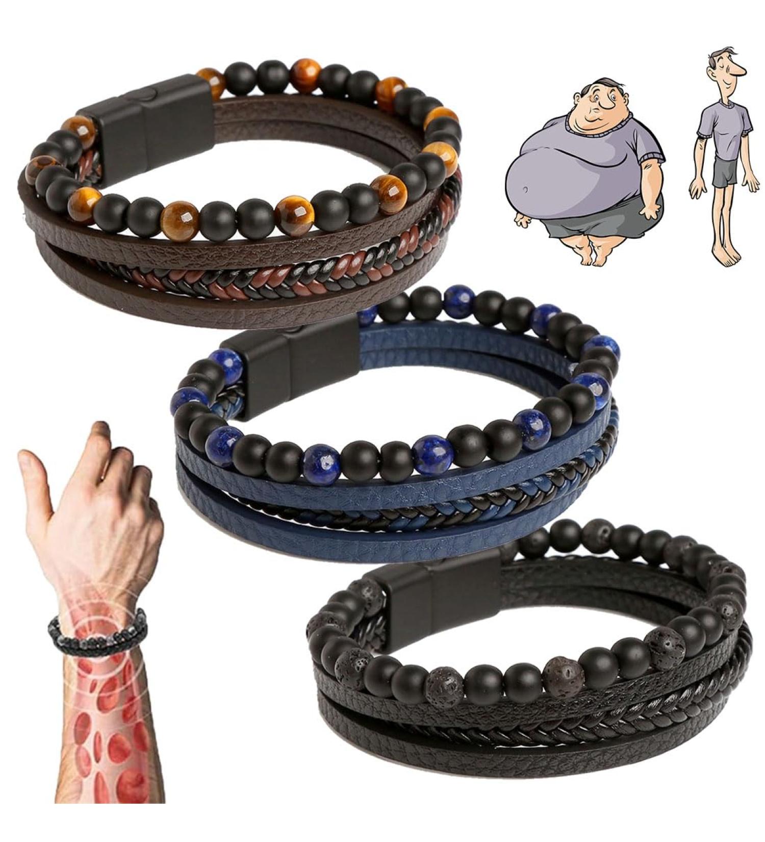 3Pcs VolcanicX Wellness & Relief Bracelet Magtherapy Menopause Bracelet for Slimming VolcanicX Menopause Relief Bracelet for Women and Men (23cm) - Buy Online on SooperMarket.com
