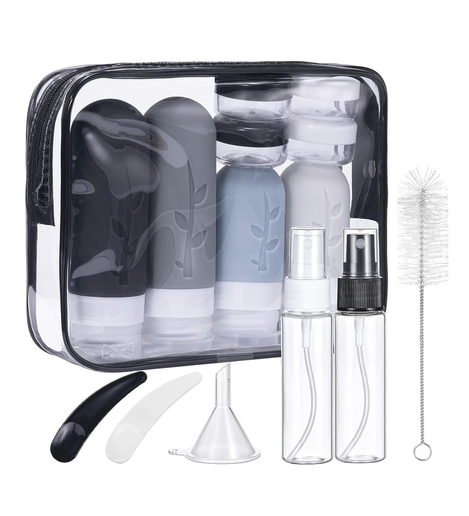 Buy Mezzar 16-Piece BPA-Free Silicone Travel Bottle Set | Perfect for Shampoo Lotion and Shower Gel | Black Travel Containers for International Shipping - Buy Online on SooperMarket.com
