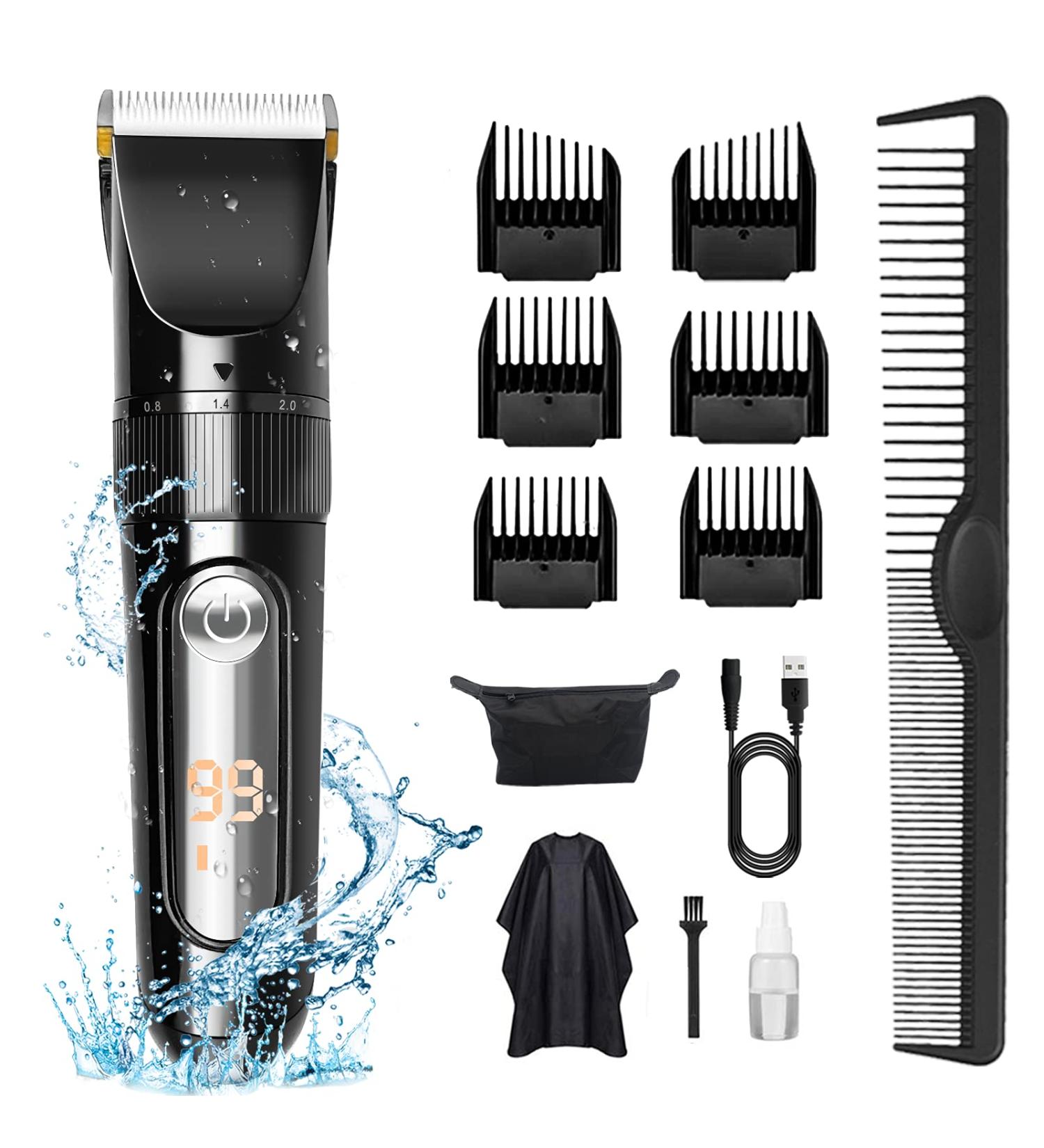 BOMPOW Electric Hair Clippers Trimmer Kit with Adjustable Speeds & 6 Guide Combs - Black - Buy Online on SooperMarket.com