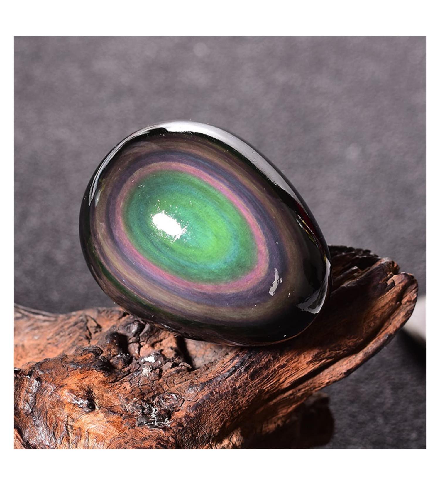 Crystal 1pc Natural Rainbow Obsidian cat Eye Stones Shape Quartz Crystal Ornament 45-50mm - Buy Online on SooperMarket.com
