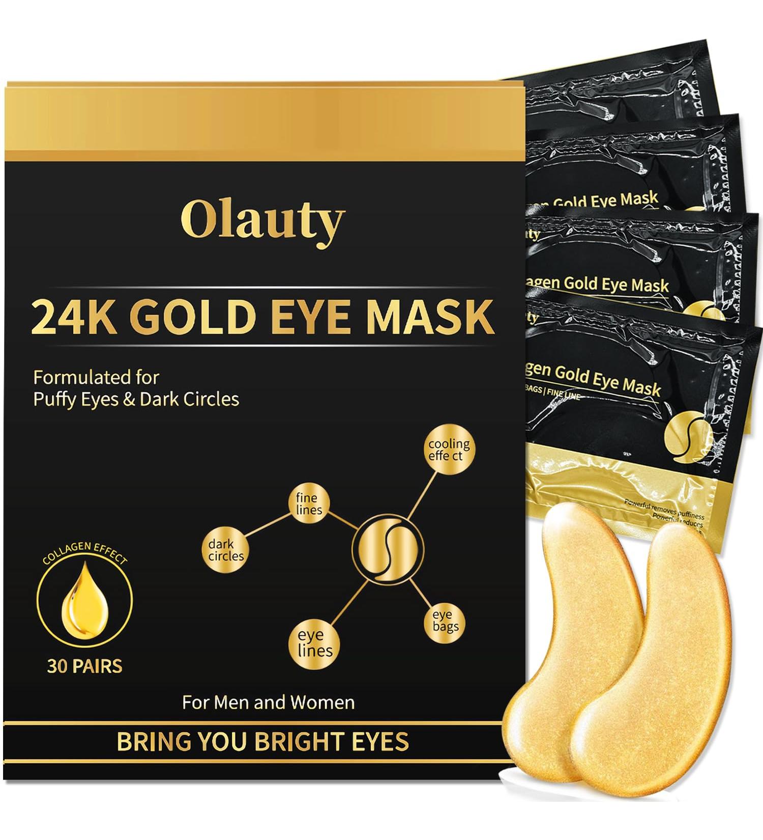 24K Gold Under Eye Patches (30 Pairs) - Collagen Gel Mask for Dark Circles Puffiness and Wrinkles - Nourishing Gift for Men & Women - Buy Online on SooperMarket.com