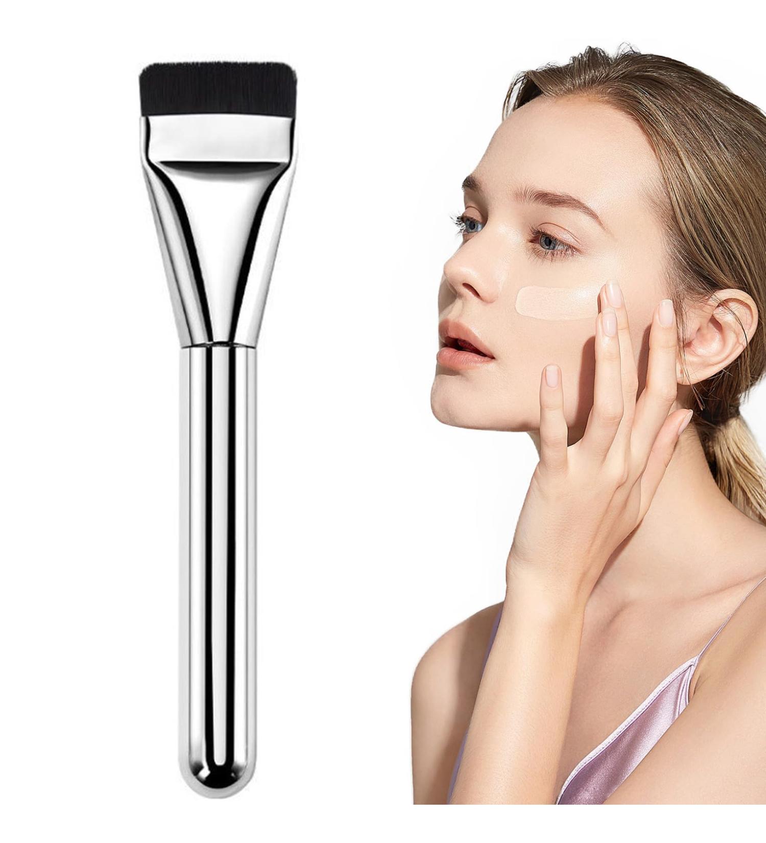 Flat Foundation Brush 5.4'' Flat Makeup Brush Thin Blade Liquid Foundation Brush Soft Bristles Contour Brush Concealer Brush for Streak-Free Coverage Natural Finish - Buy Online on SooperMarket.com