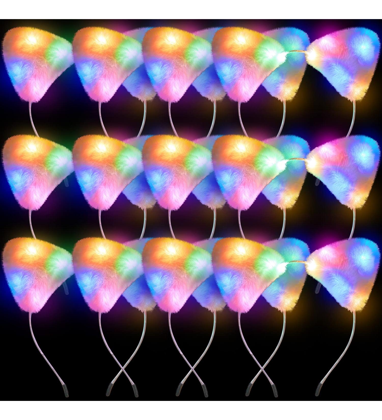 Juexica Light up Furry Kitty Headband - 4 Pack LED Cat Ears for Women/Girls - Cute Christmas Glow Party Hair Accessories - Buy Online on SooperMarket.com