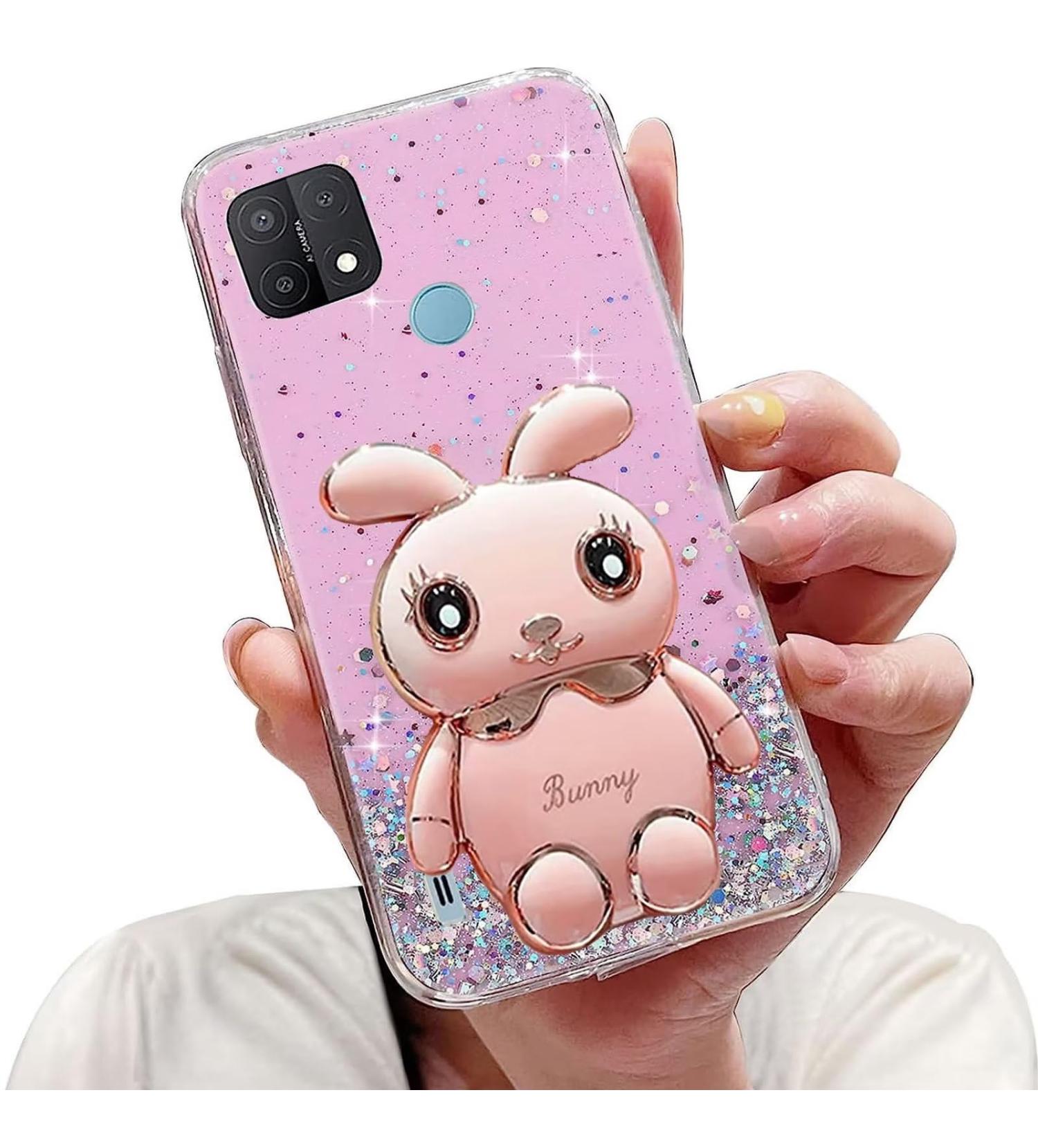 Buy Tivenfezk Nadoli Glitter Rabbit Stand Case for Oppo Realme C21 - Soft Silicone Transparent Protective Cover - Buy Online on SooperMarket.com