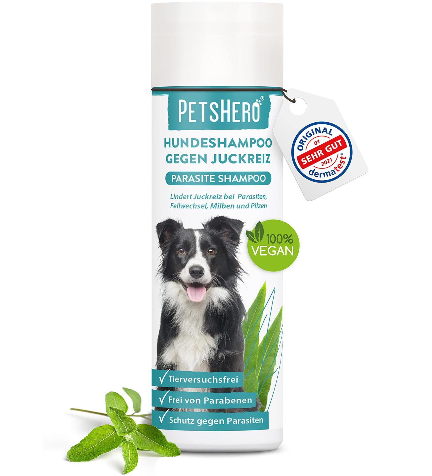 Petshero Dog Shampoo for Mites Fleas & Ticks | 250ml - Puppy Safe Pleasant Fragrance Dermatest Approved - Buy Online on SooperMarket.com