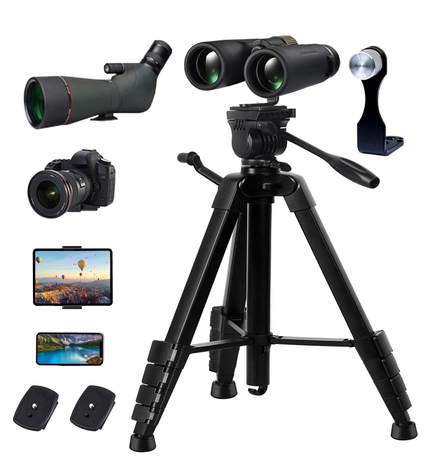 LCNCY Binocular Tripod Stand - Universal Lightweight Travel Video Tripod with Remote - Matte Black (Compatible with Camera, Phone, iPad, DSLR, GoPro, Spotting Scope, Telescope, Astronomy Binoculars) - Buy Online on SooperMarket.com