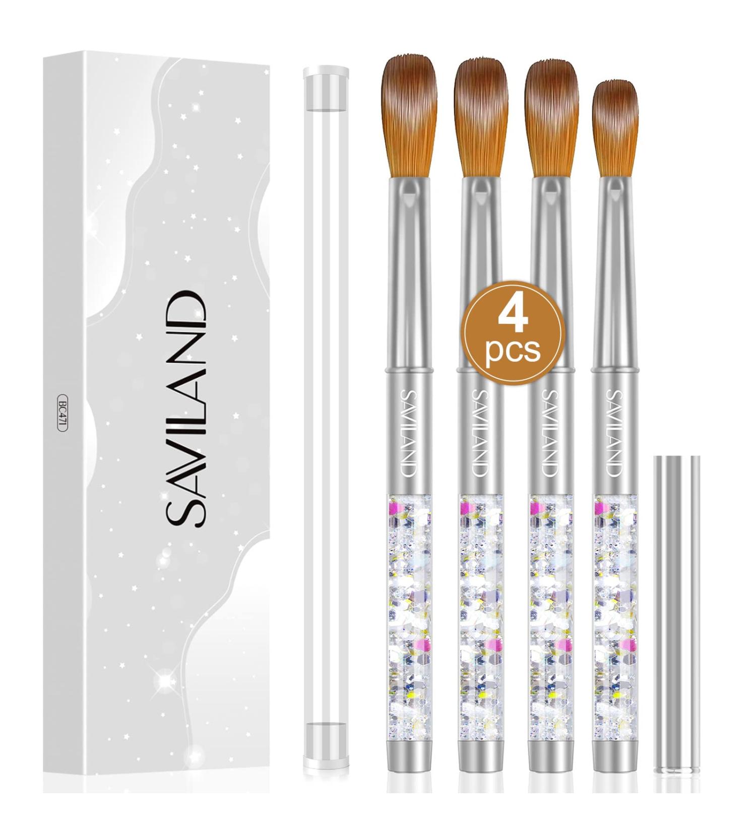Saviland Kolinsky Acrylic Nail Brush Set - Professional Brushes for Acrylic Nails Extension & 3D Nail Carving - Sizes 6/10/12/14 - Buy Online on SooperMarket.com