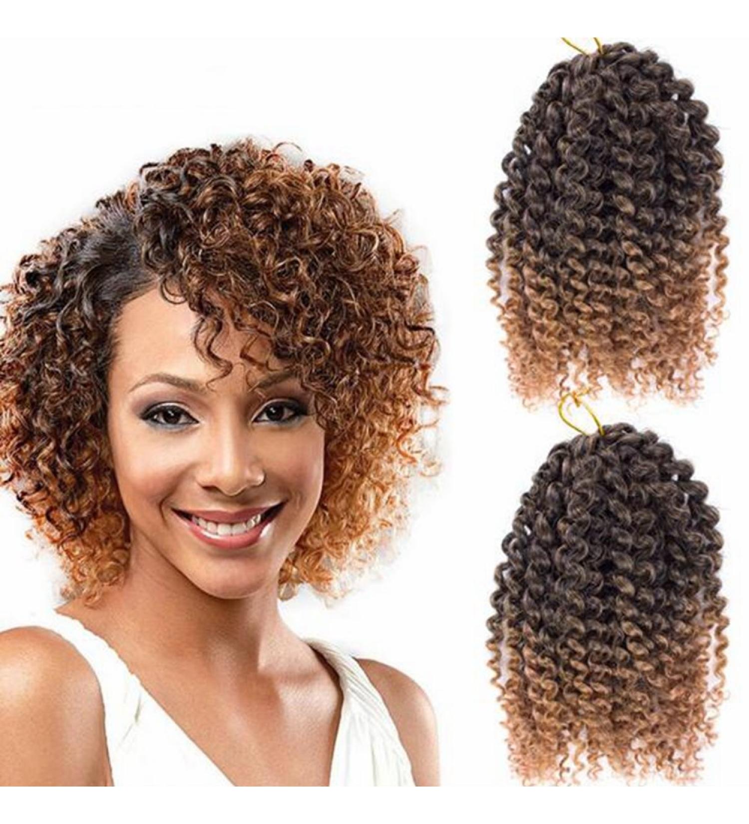 Buy 3 Packs Eunice Hair Marlybob Kinky Curl Hair Extensions - 8 Inch Crochet Braids (1B 27) - Curly Corrugated 20.32 cm for International Shipping - Buy Online on SooperMarket.com