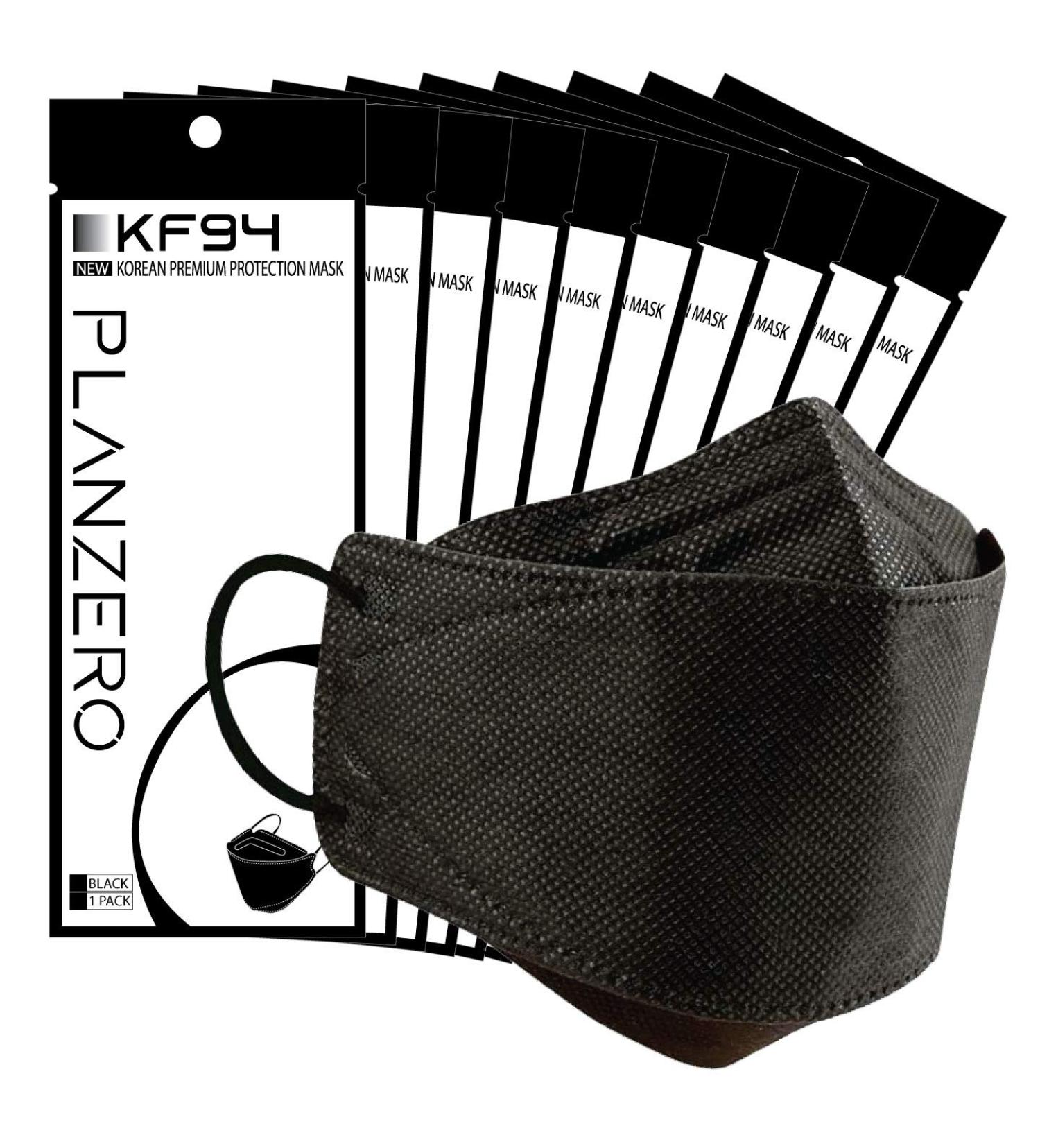 KF94 Certified Premium Face Mask (Made in Korea) 10 Pack - Black | Respirators for Adults | Protective Disposable Safety Dust Covers - Buy Online on SooperMarket.com
