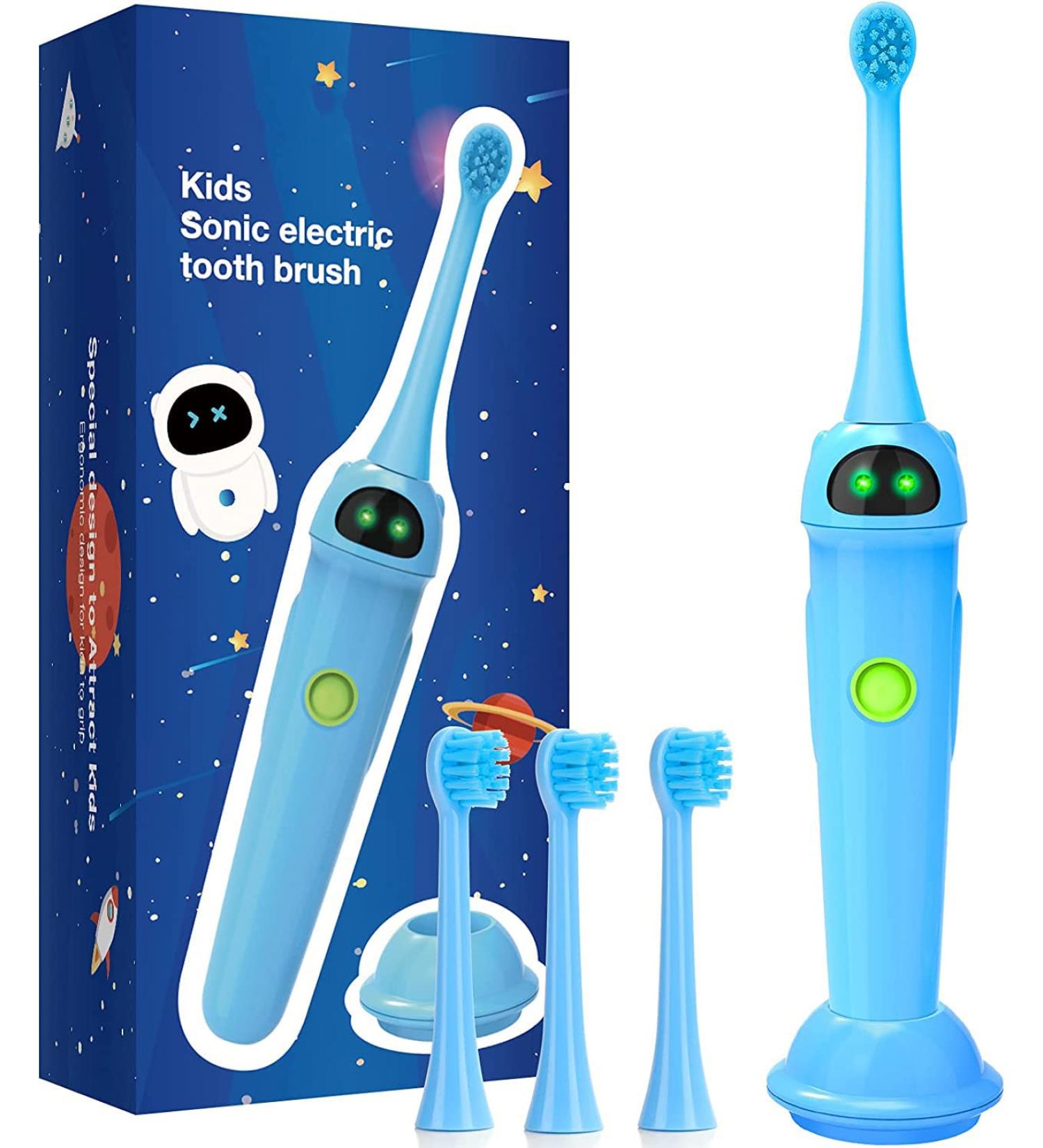 NBGRLVS Kids Sonic Electric Toothbrush | 2 Modes with Memory | 2 Min Timer | IPX7 Waterproof | Rechargeable Kids Toothbrush for Age 3+ | Blue - Buy Online on SooperMarket.com