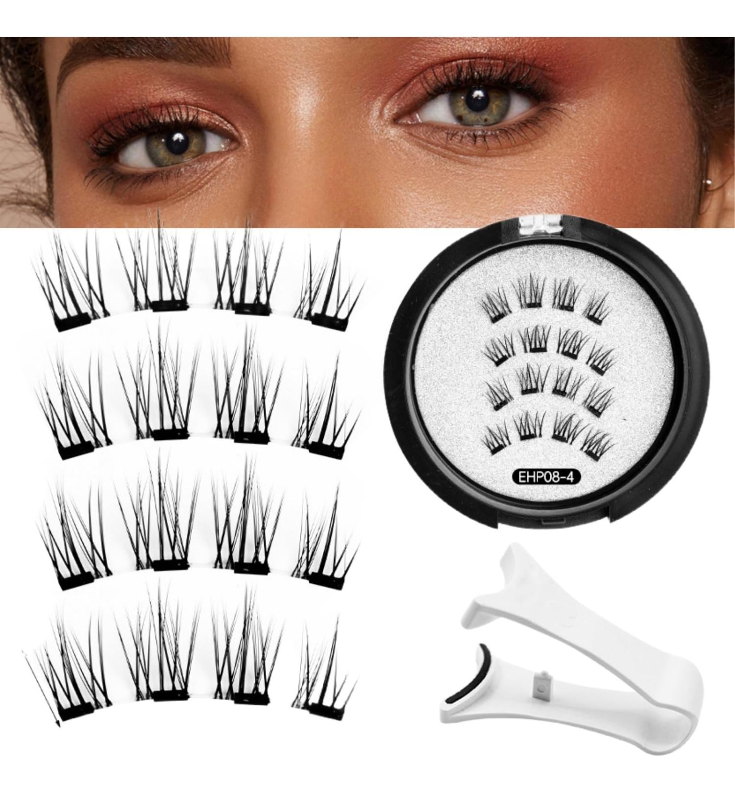 Magnetic Eyelashes without Eyeliner Reusable Magnetic Lashes No Glue 3d False Eyelashes Kit Magnetic Eyelashes Natural Look Magnetic Eyelashes with Applicator No Glue or Liner Needed(Natural) - Buy Online on SooperMarket.com