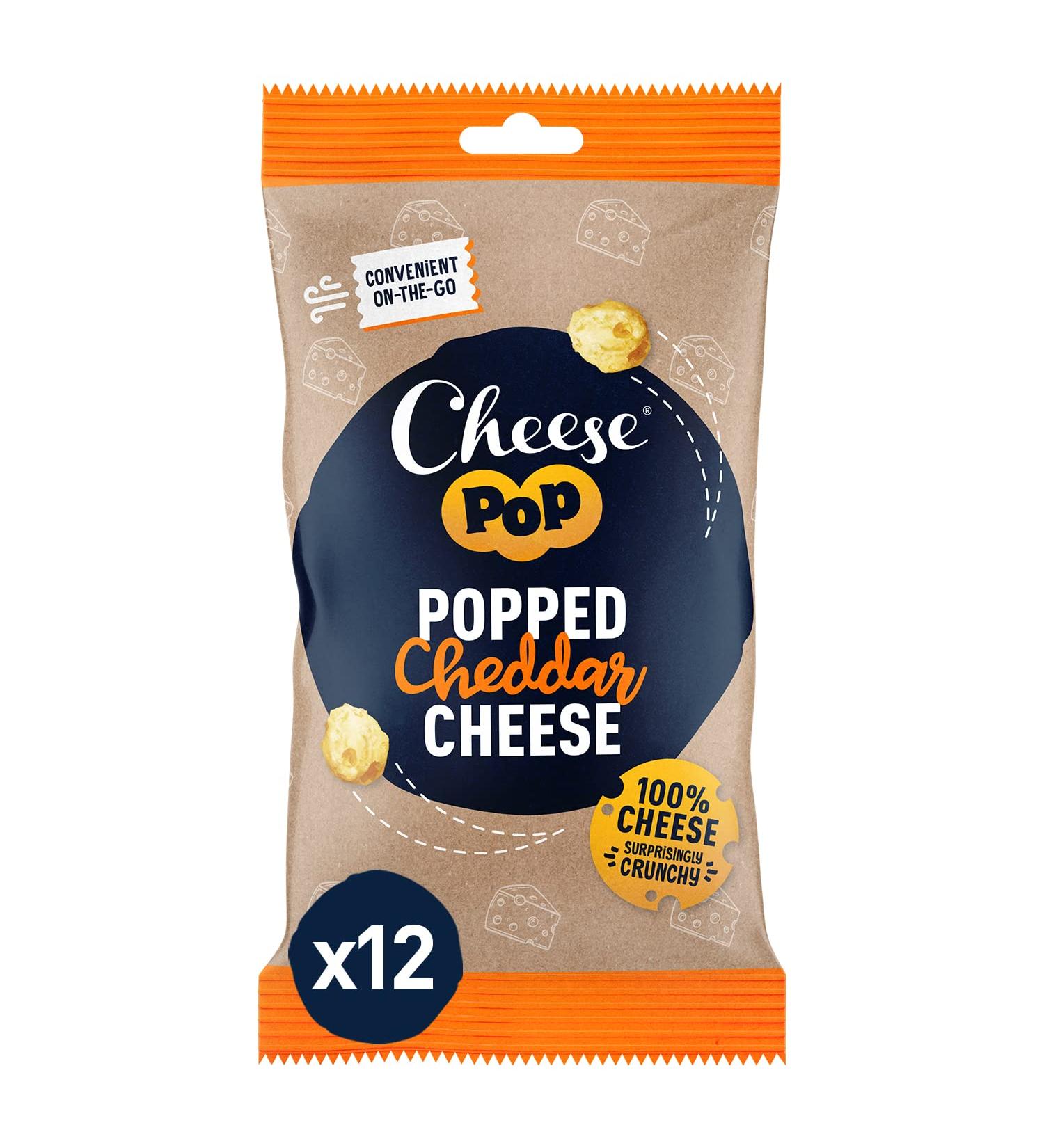 Shop 12-Pack Cheddar Cheese Popped Snacks - Crispy Airy & Protein-Rich | Slightly Spicy & Creamy 100% Cheddar Treats - International Shipping! - Buy Online on SooperMarket.com