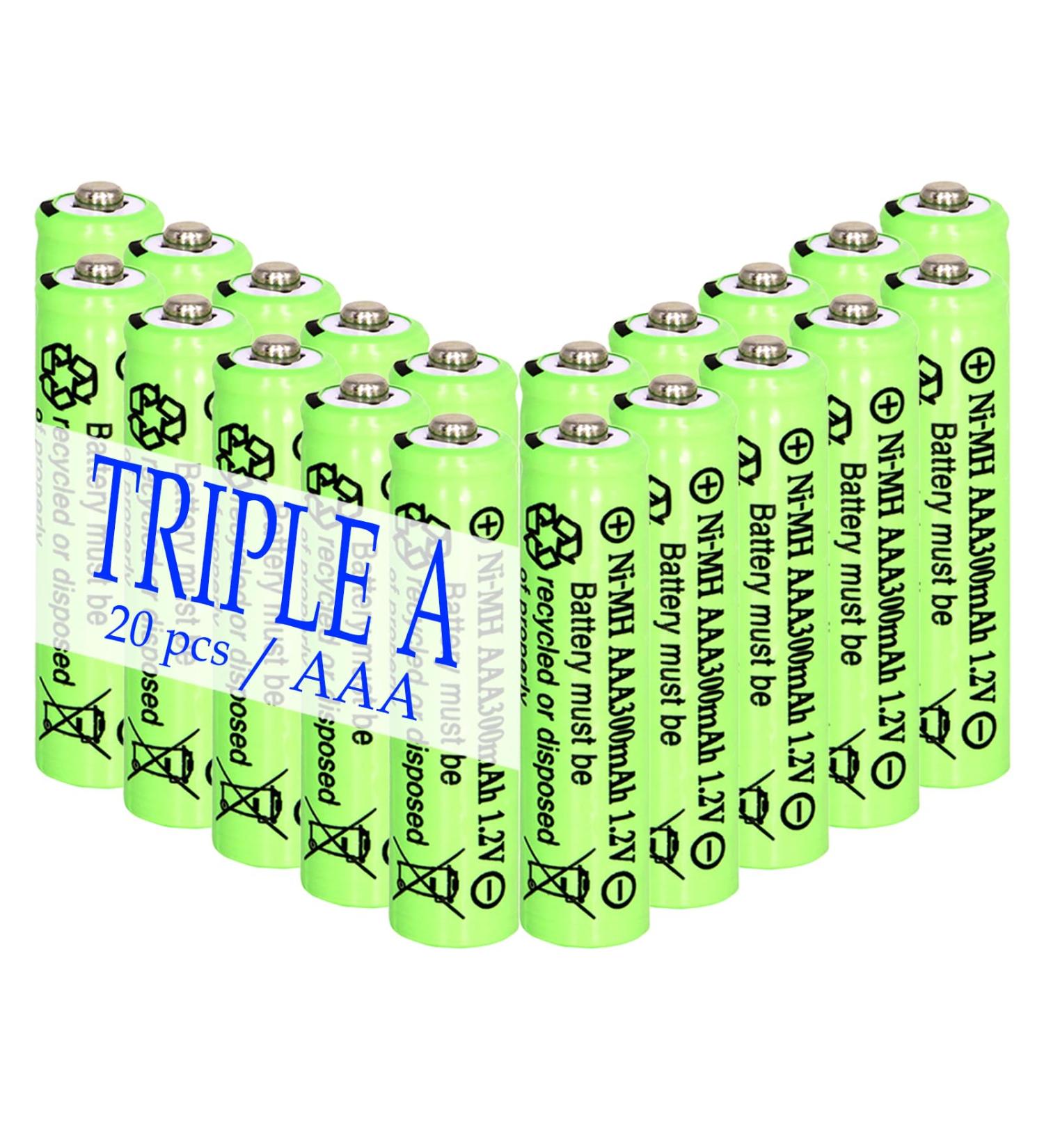 Buy 1.2V AAA 300mAh Ni-MH Rechargeable Batteries for Solar Lights - 20 Pack | Fast International Shipping - Buy Online on SooperMarket.com
