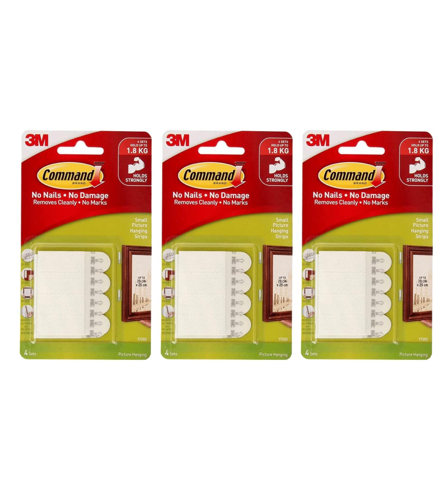 Command Picture Hanging Strips Small White 8-Strips Each 3 pack