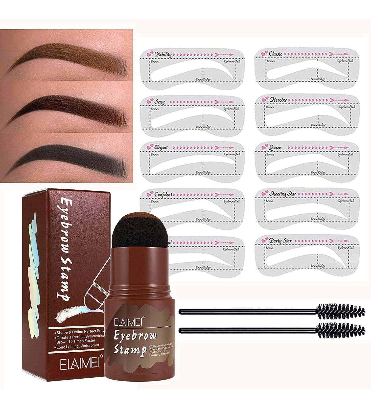 Medium Brown Eyebrow Stamp Kit | Waterproof Powder Template for Quick Makeup Application - Buy Online on SooperMarket.com