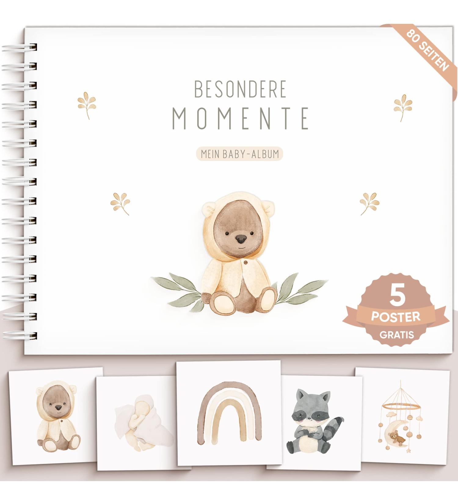 Olgs Baby Album Teddy Lou - My First Year Memory Book | Ideal Baby Book for Special Moments | A4 Photo Album & Baby Room Poster - Buy Online on SooperMarket.com