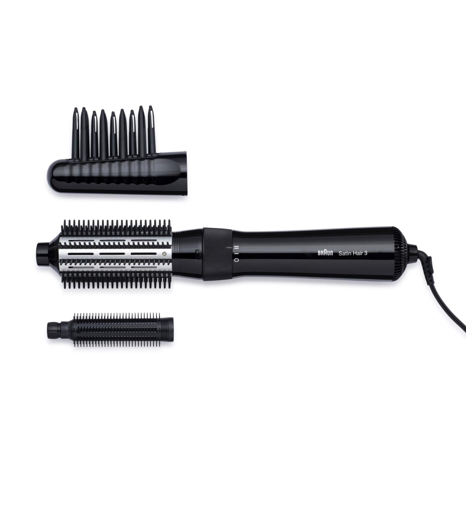 Braun Satin Hair 3 Hot Air Curling Brush AS 330 - Comb & Brush Attachment - Black - Perfect for Effortless Curls & Volume - Buy Online on SooperMarket.com