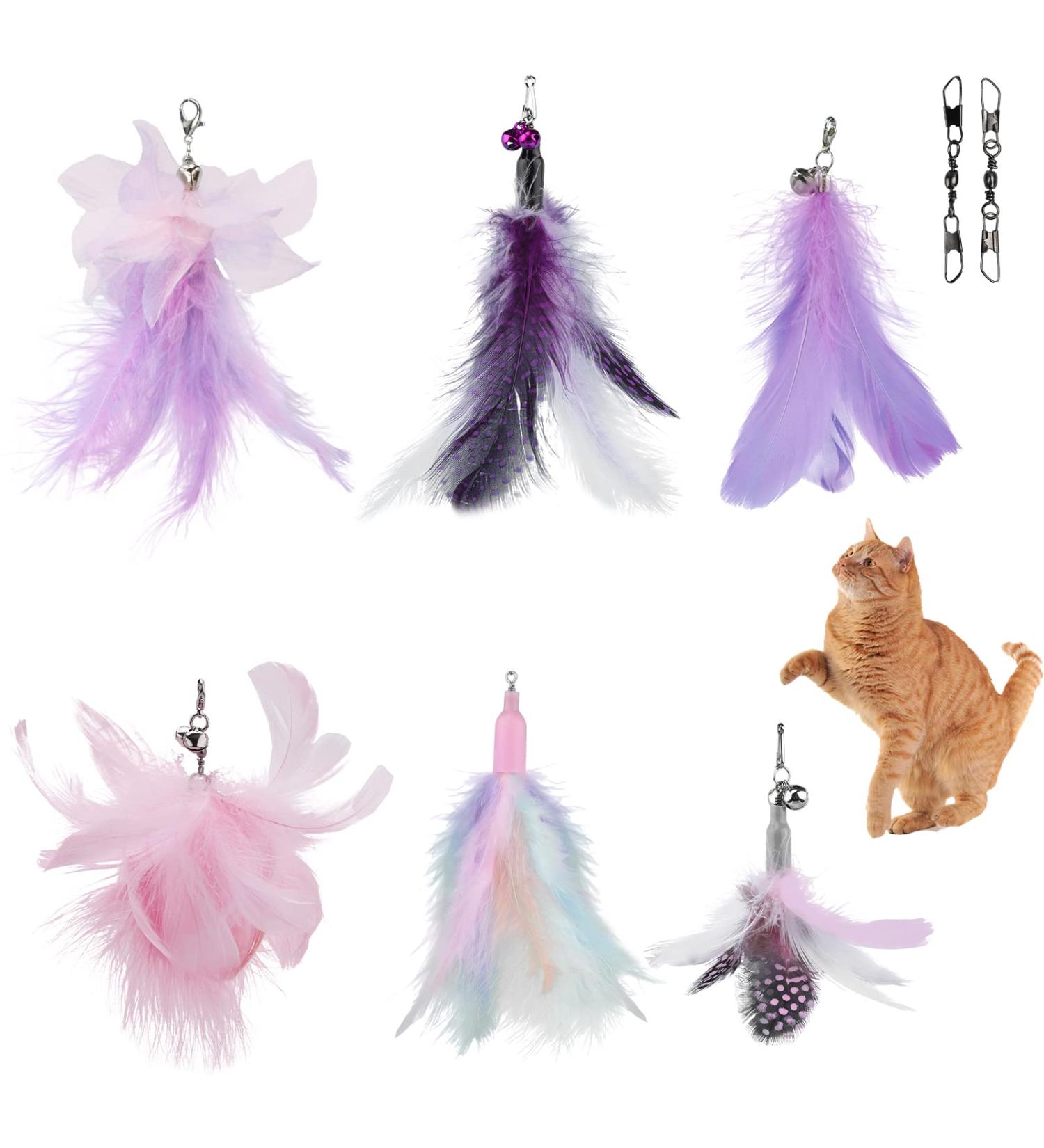 Jetczo Cat Wand Toy - Feather Replacements with Bells for Interactive Exercise - 6 Piece Set - Buy Online on SooperMarket.com