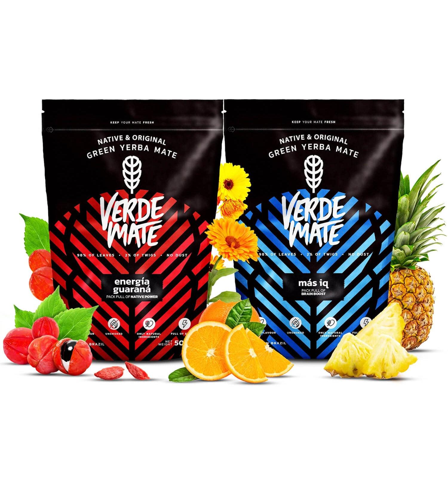 Set of 2 Stimulating Mate Tea - Guarana Ginseng & Ginkgo Biloba | Green Mate from Brazil | 1 kg Natural Caffeine | Mild Taste - Buy Online on SooperMarket.com