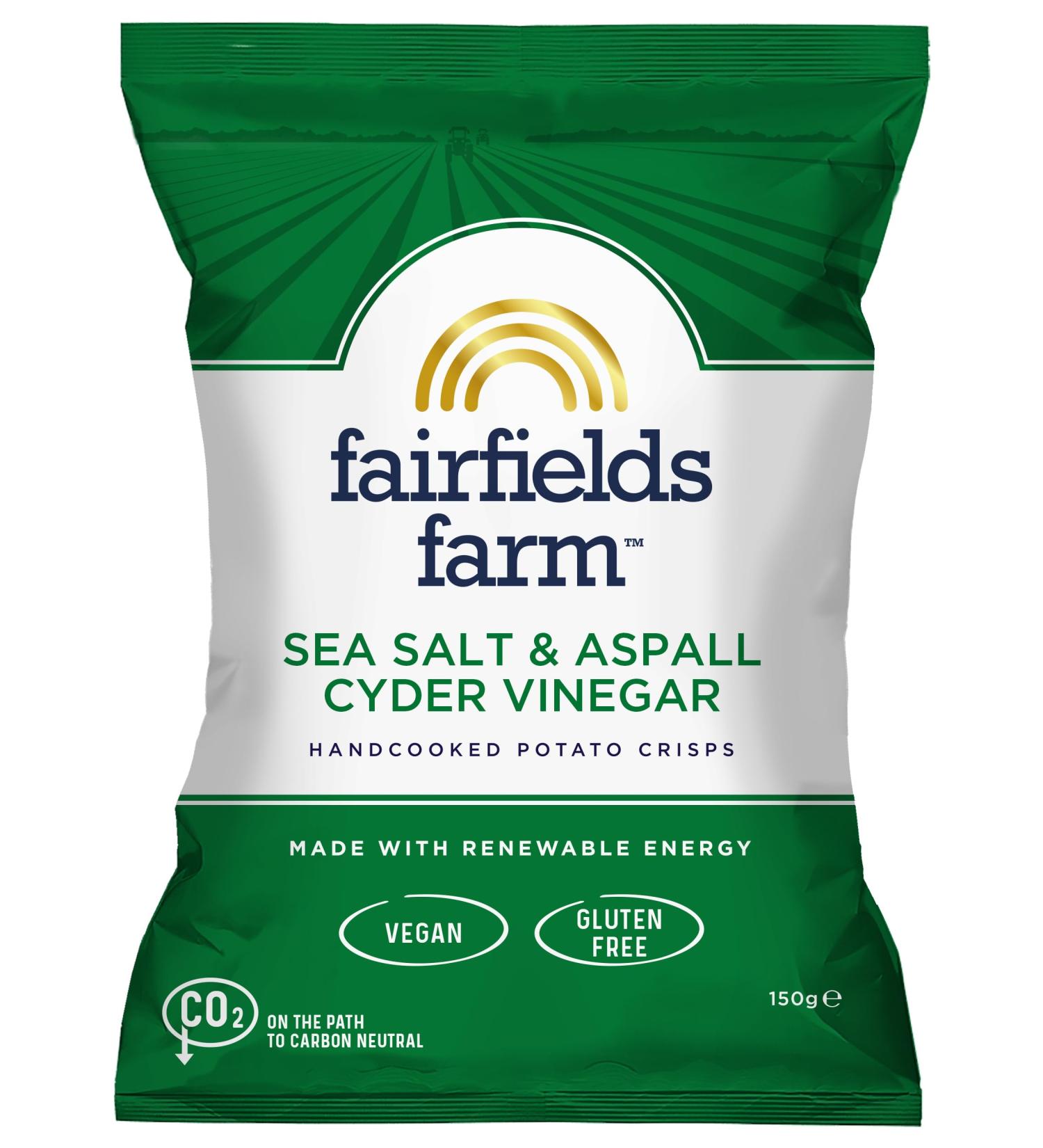 Fairfields Farm Crisps - Sea Salt & Aspall Cyder Vinegar Hand Cooked Potato Crisps 150g | Pack of 5