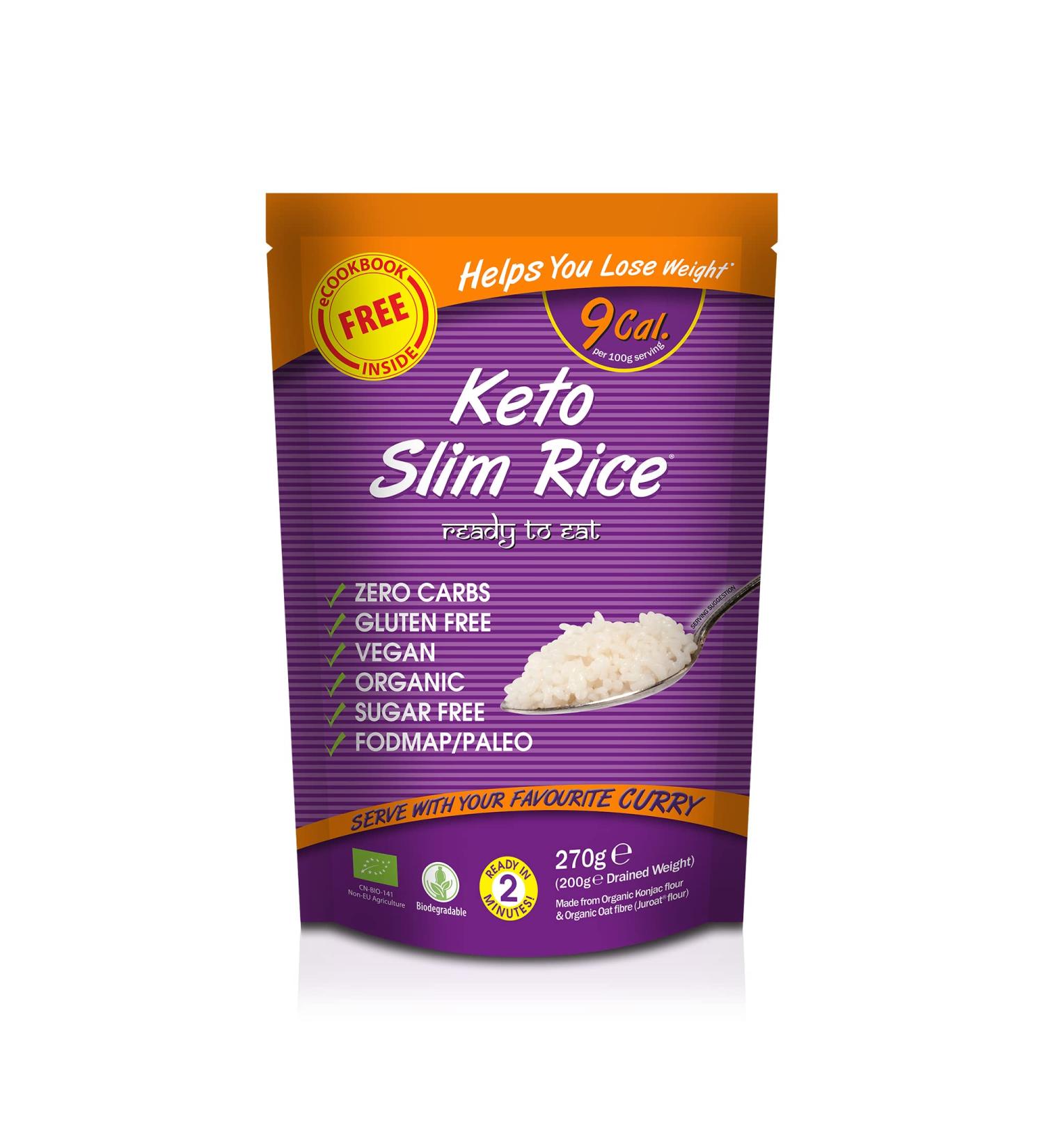Eat Water Slim Rice Organic - Shirataki Keto Paleo Diet & Vegan Food Low Calorie Food Microwaveable Sugar & Free Fat Free | Ready to Eat (270g) - Buy Online on SooperMarket.com