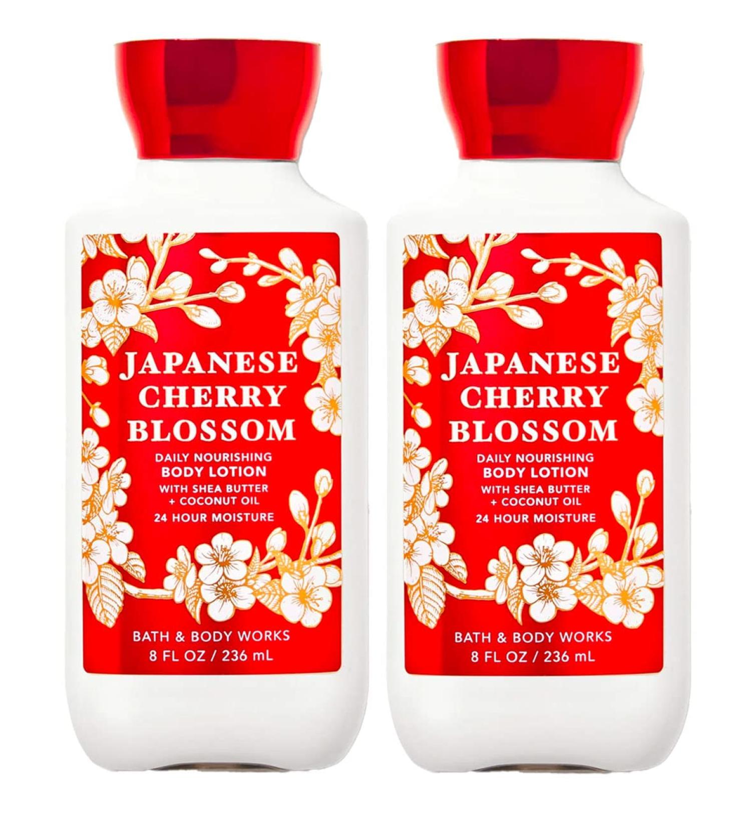 Bath & Body Works Japanese Cherry Blossom Signature Collection Body Lotion 8 fl oz (236 ml) - New Formula (2 Pack)