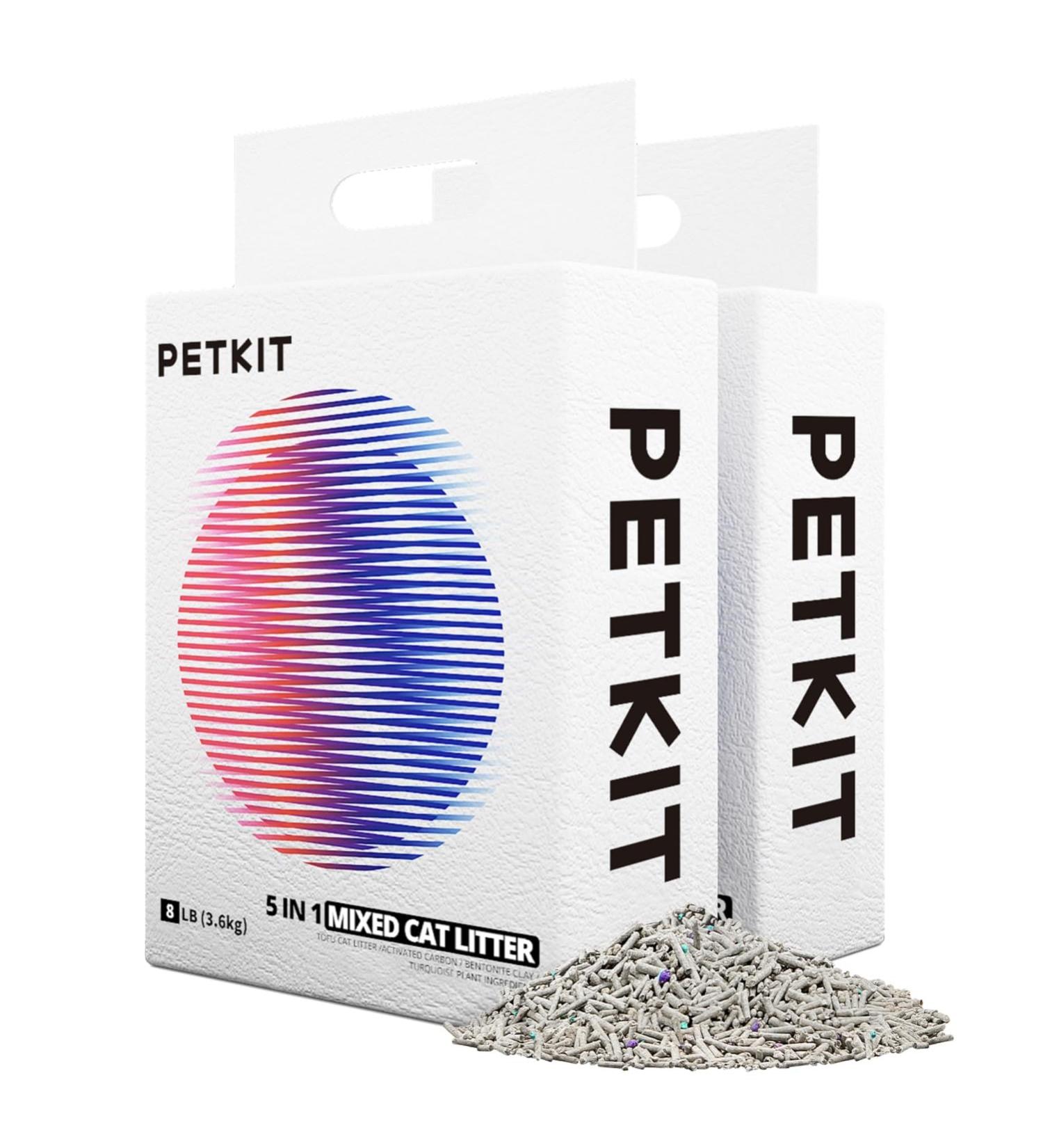 Petkit 5 in 1 Tofu Cat Litter - Odorless Flushing Activated Carbon Extremely Absorbent & Fast Drying - 2 Pockets - Buy Online on SooperMarket.com